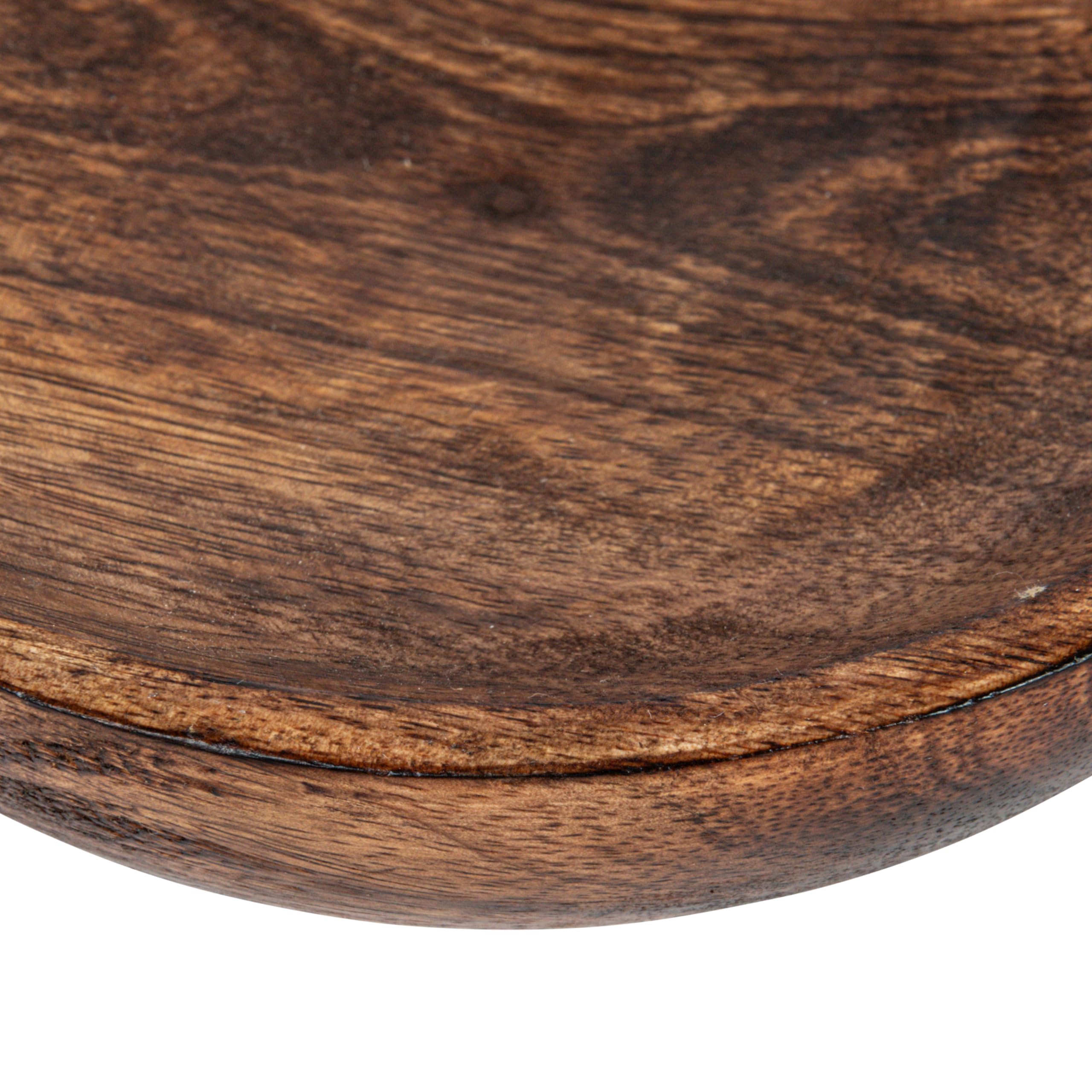 5.25 Inches Round Hand-Carved Mango Wood Dish, Burnt Finish - Image 9