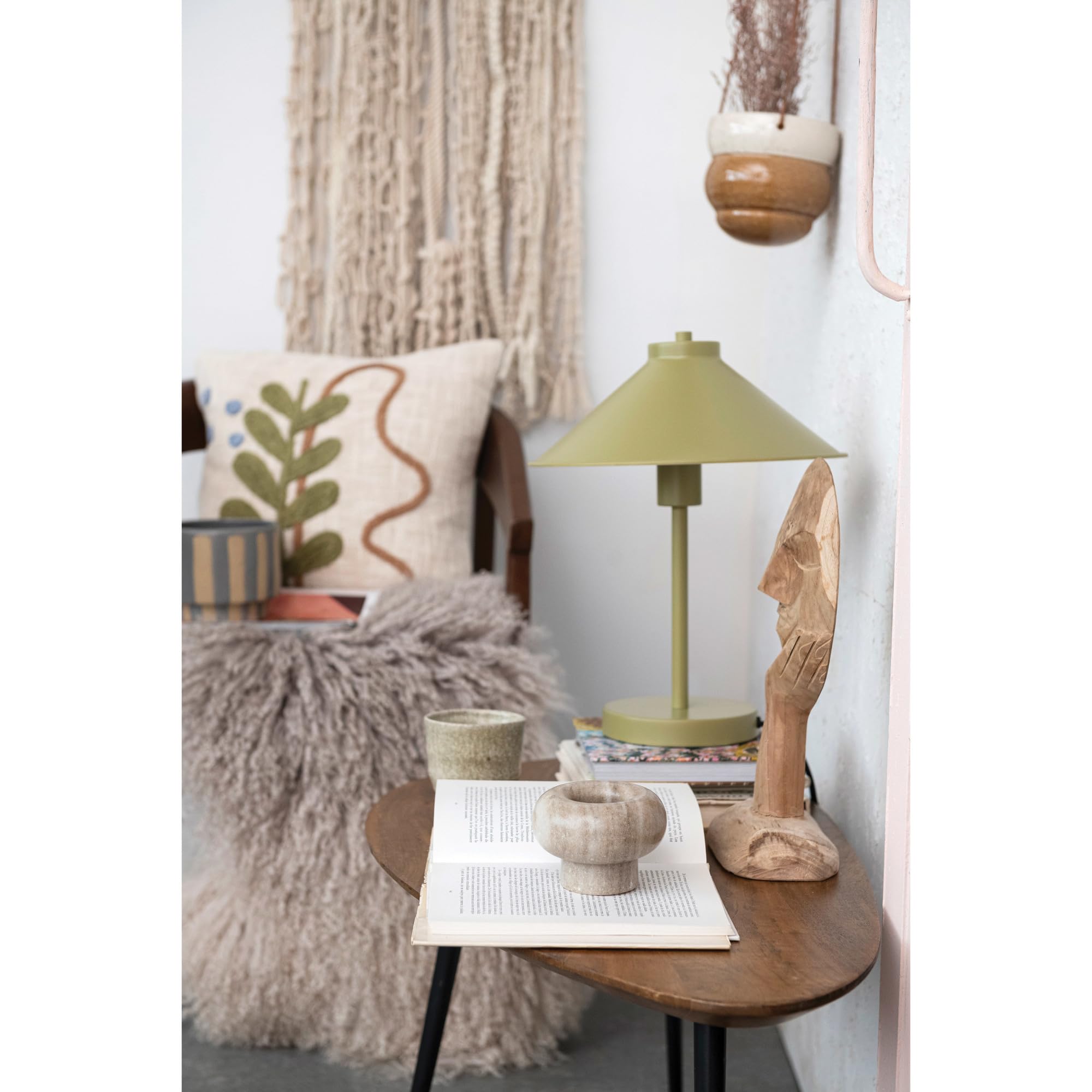 Bloomingville 12" Round Metal Table Lamp with Inline Switch for 25 Watt Bulbs Maximum, Chartreuse - Image 3