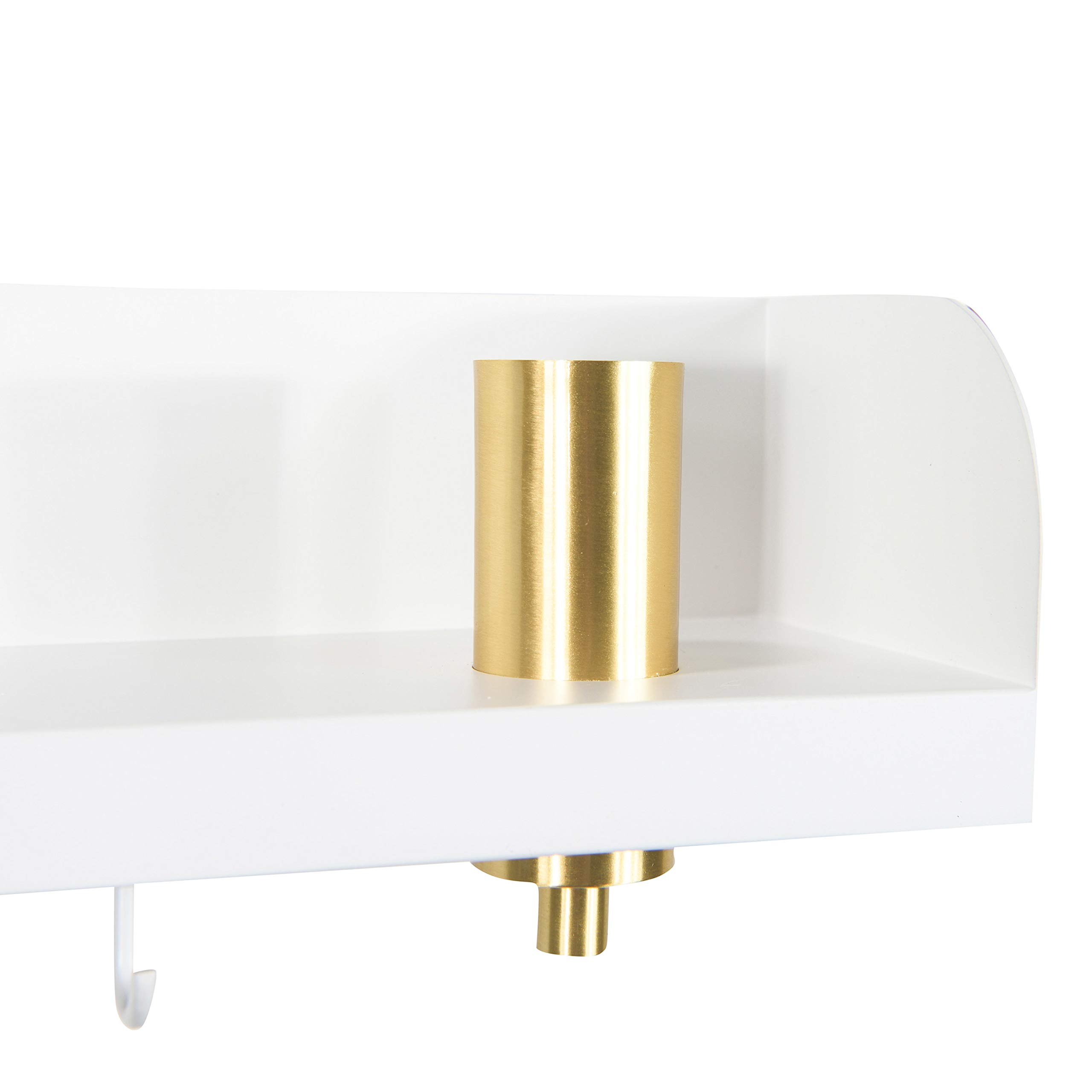 Bloomingville 15.75 in.W Metal Wall Shelf with Light, USP, and 3 Hooks - Image 6