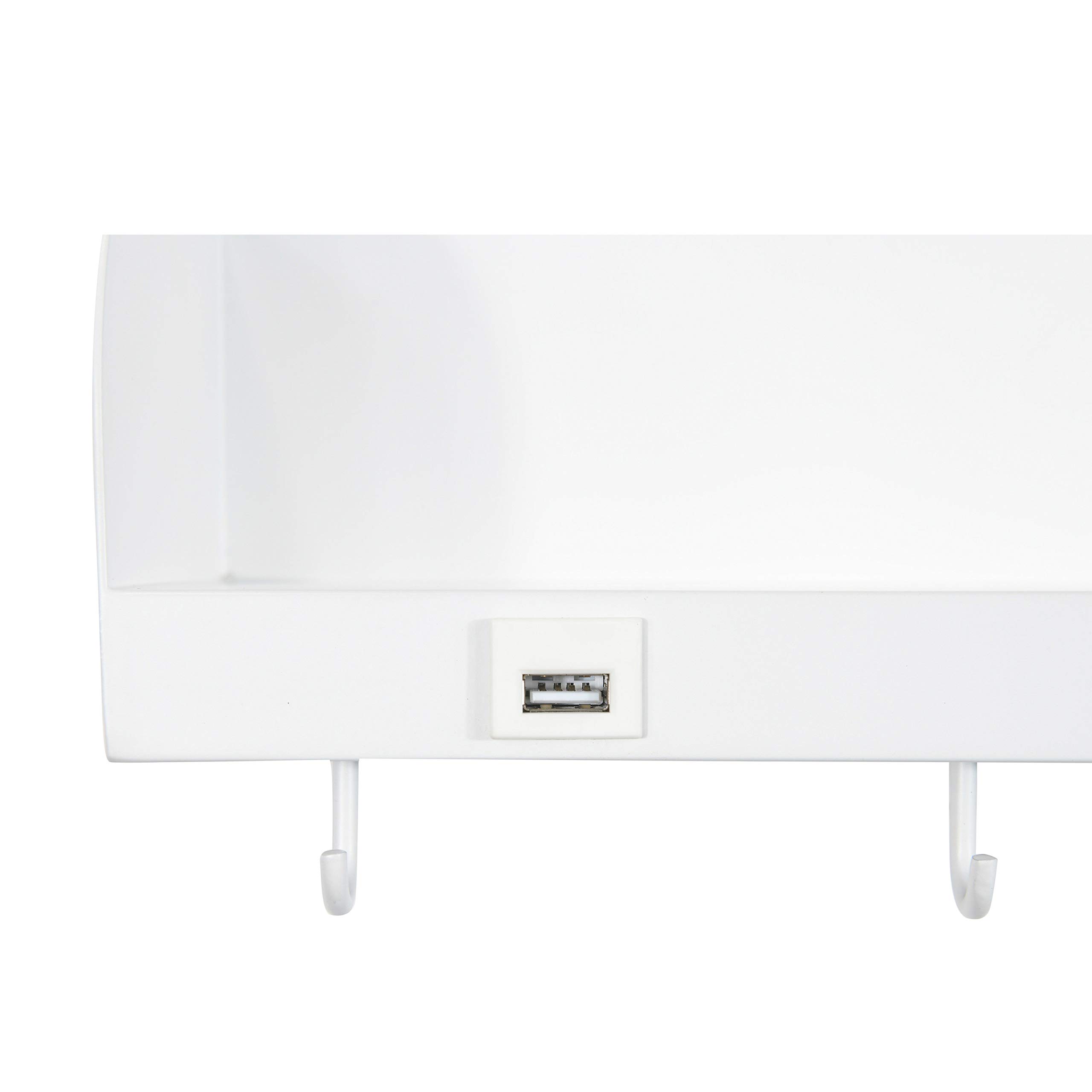 Bloomingville 15.75 in.W Metal Wall Shelf with Light, USP, and 3 Hooks - Image 7