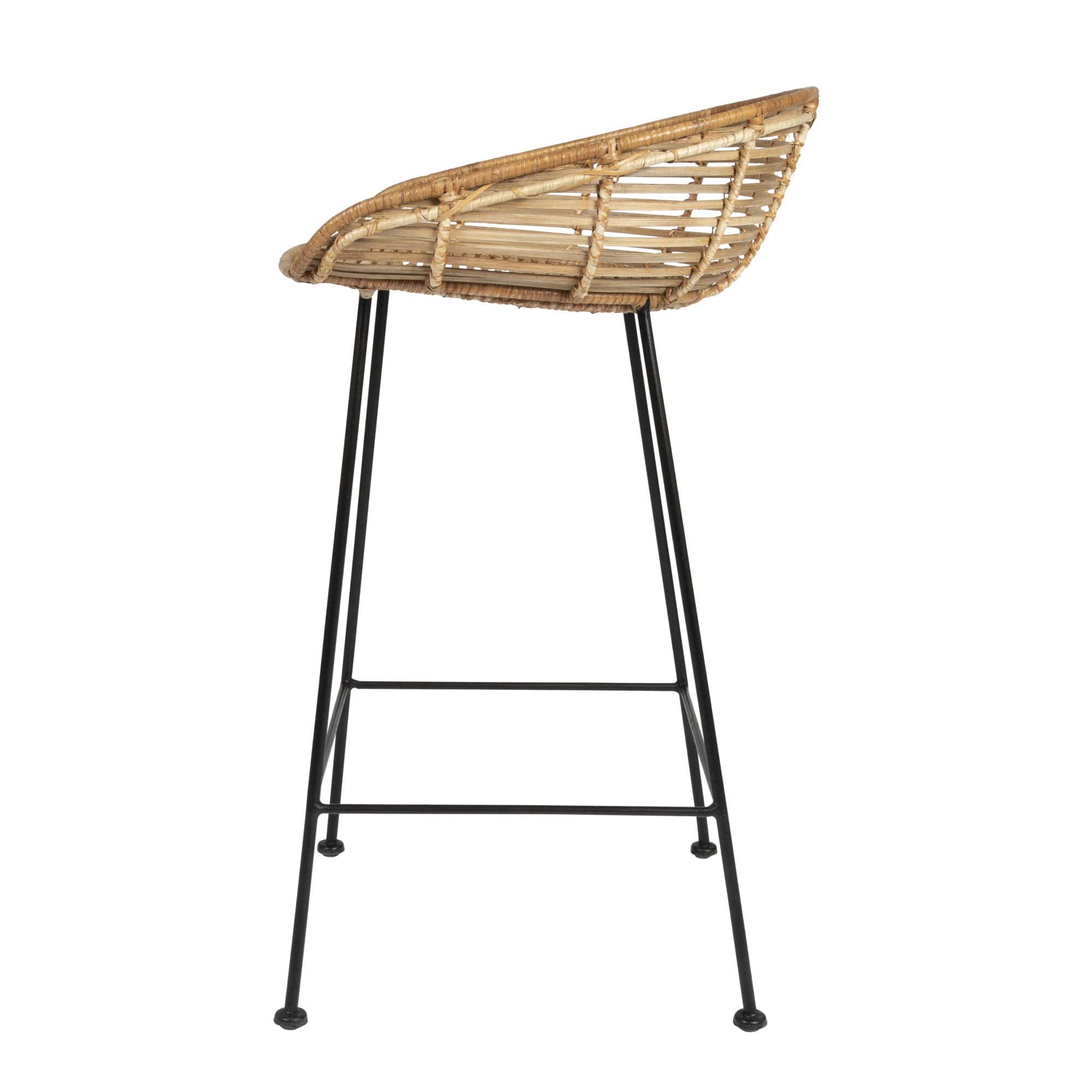 Bloomingville 32"H Woven Rattan Bar Stool with Black Wrought Iron Legs - Image 11