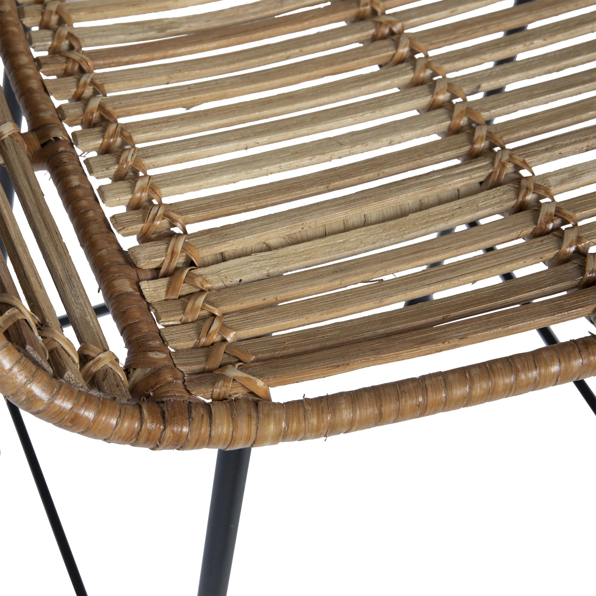 Bloomingville 32"H Woven Rattan Bar Stool with Black Wrought Iron Legs - Image 5