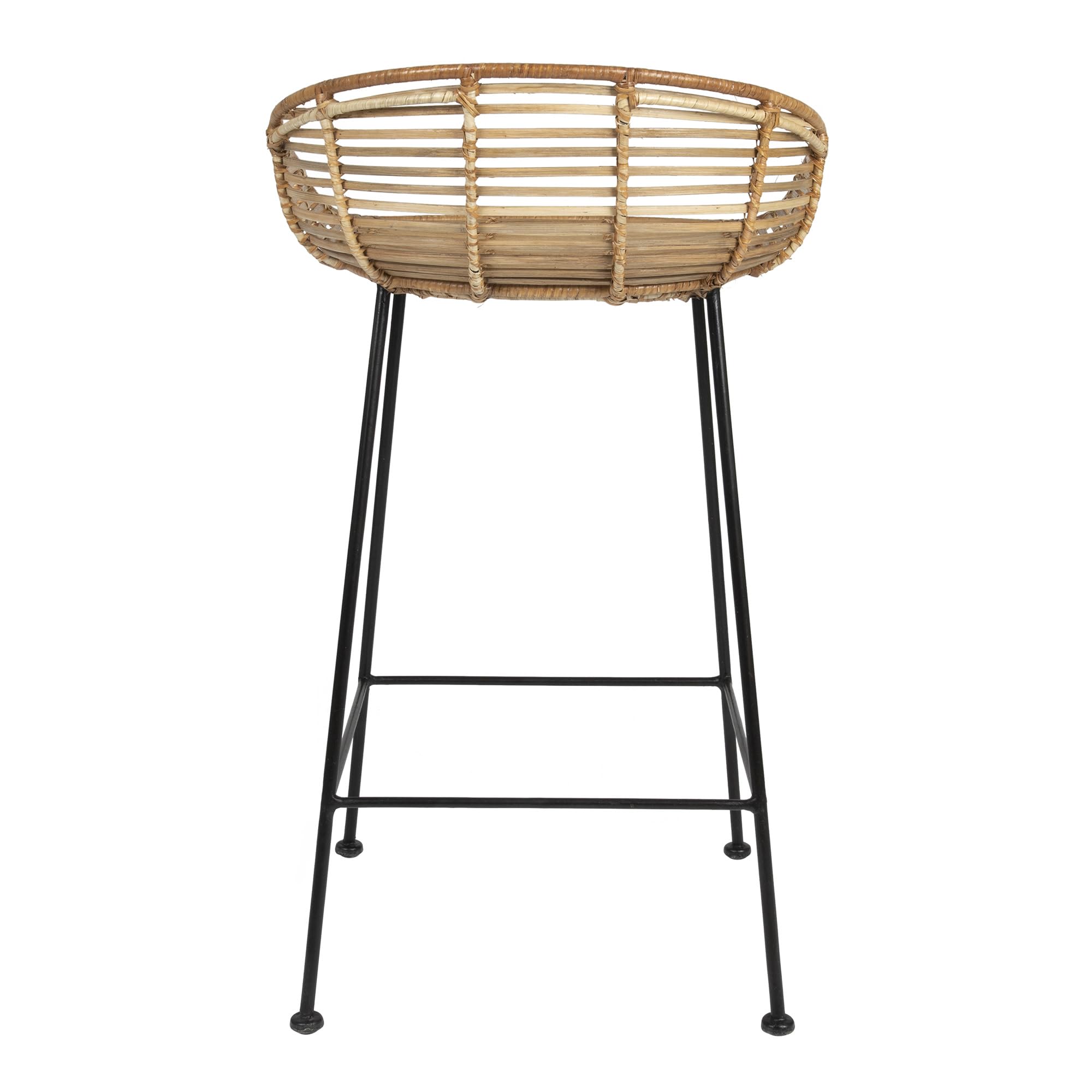 Bloomingville 32"H Woven Rattan Bar Stool with Black Wrought Iron Legs - Image 7