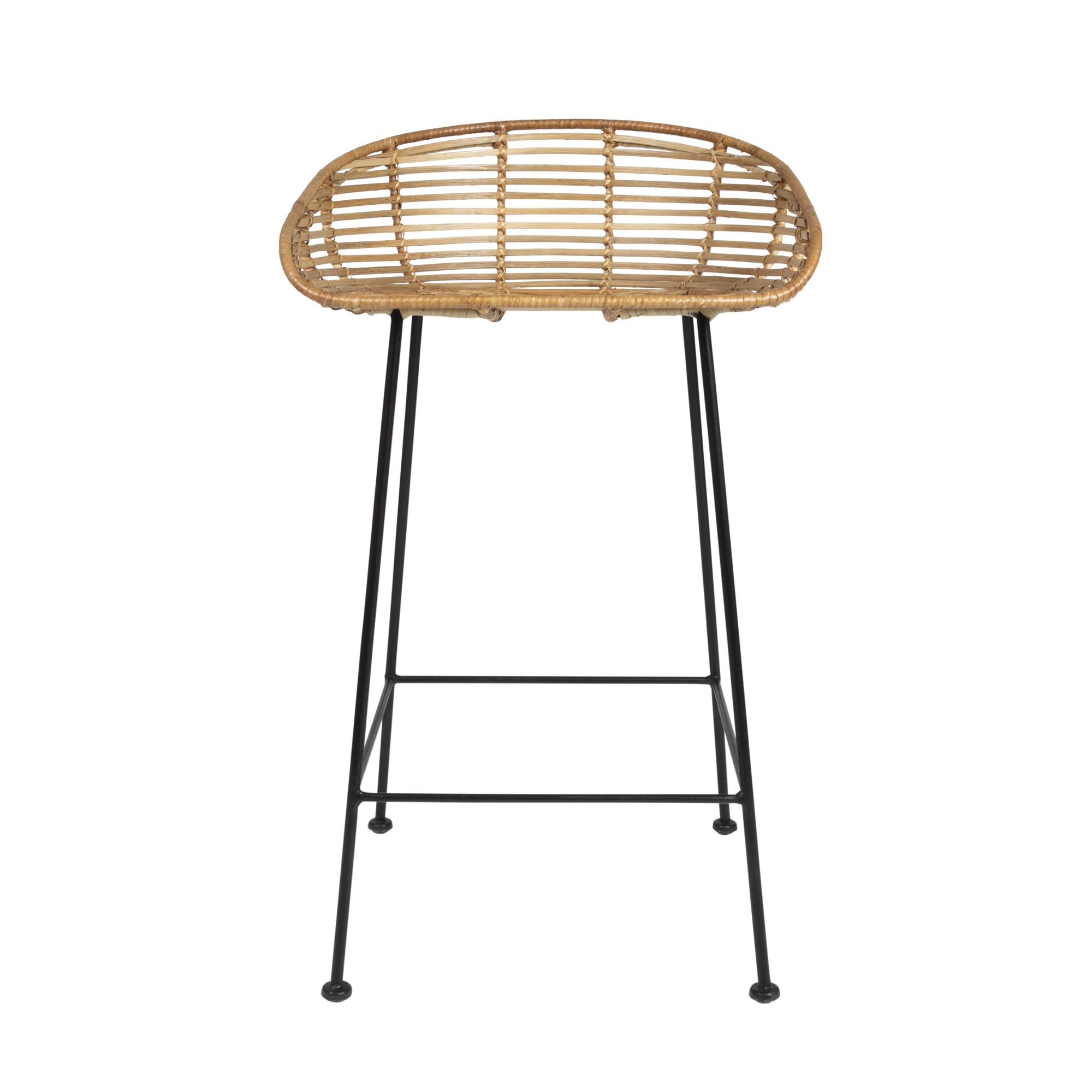 Bloomingville 32"H Woven Rattan Bar Stool with Black Wrought Iron Legs - Image 9