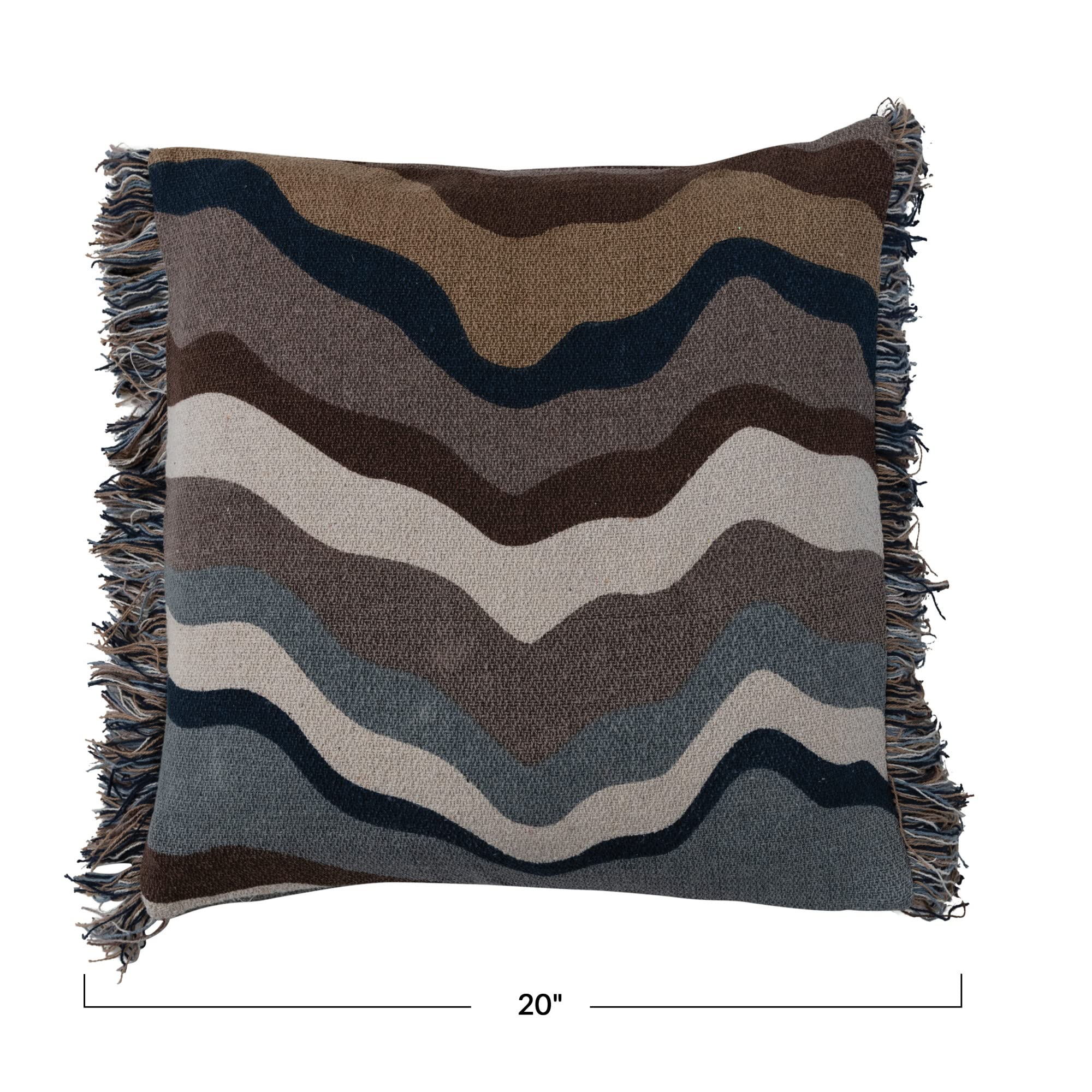 Bloomingville Abstract Print Cotton Throw Fringe, Multicolor Pillow, Multi - Image 3