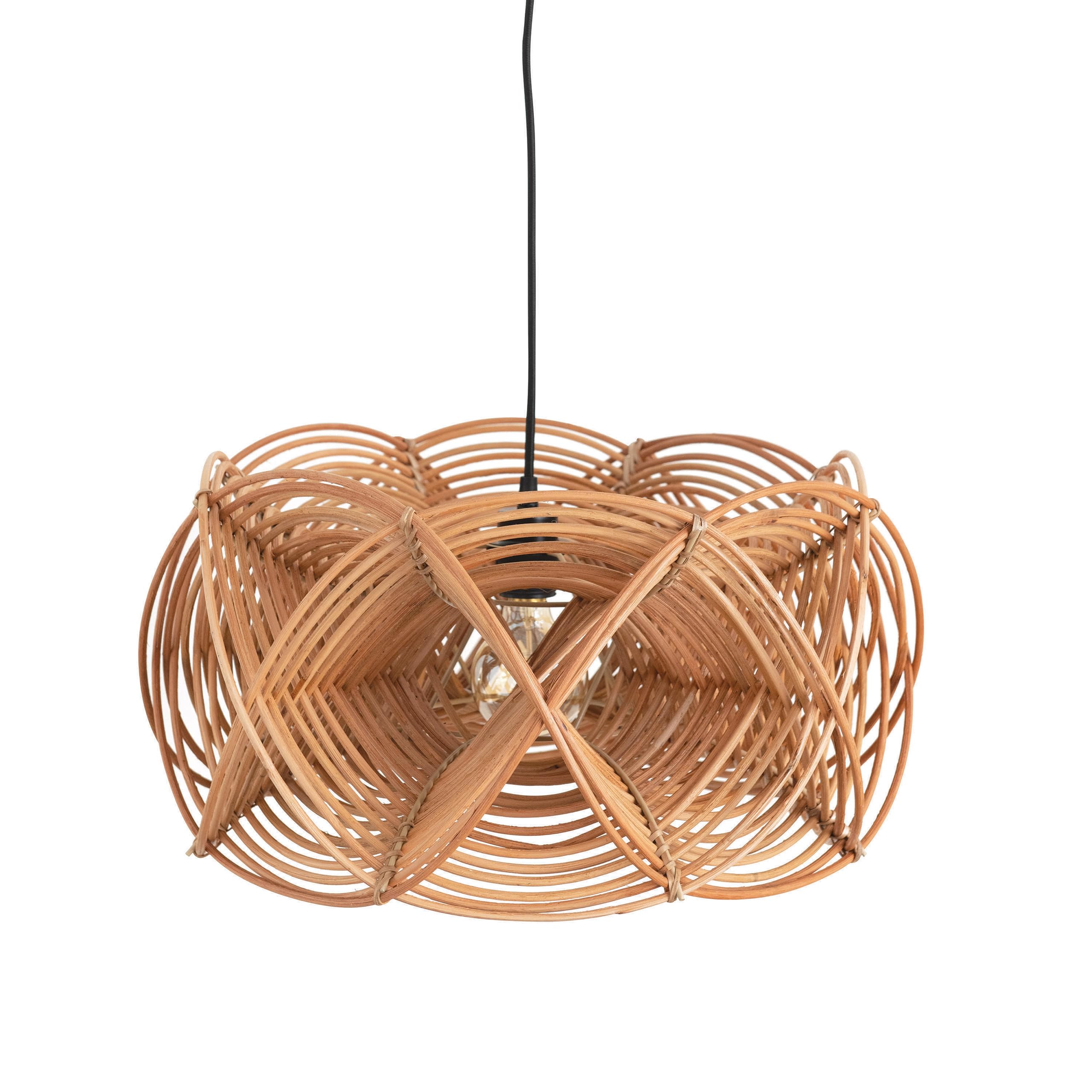 Bloomingville AH1608 Hand-Woven Rattan, 8' Cord (60 Watt Bulb Maximum, Hardwire Only) Pendant Lamp, Brown - Image 3