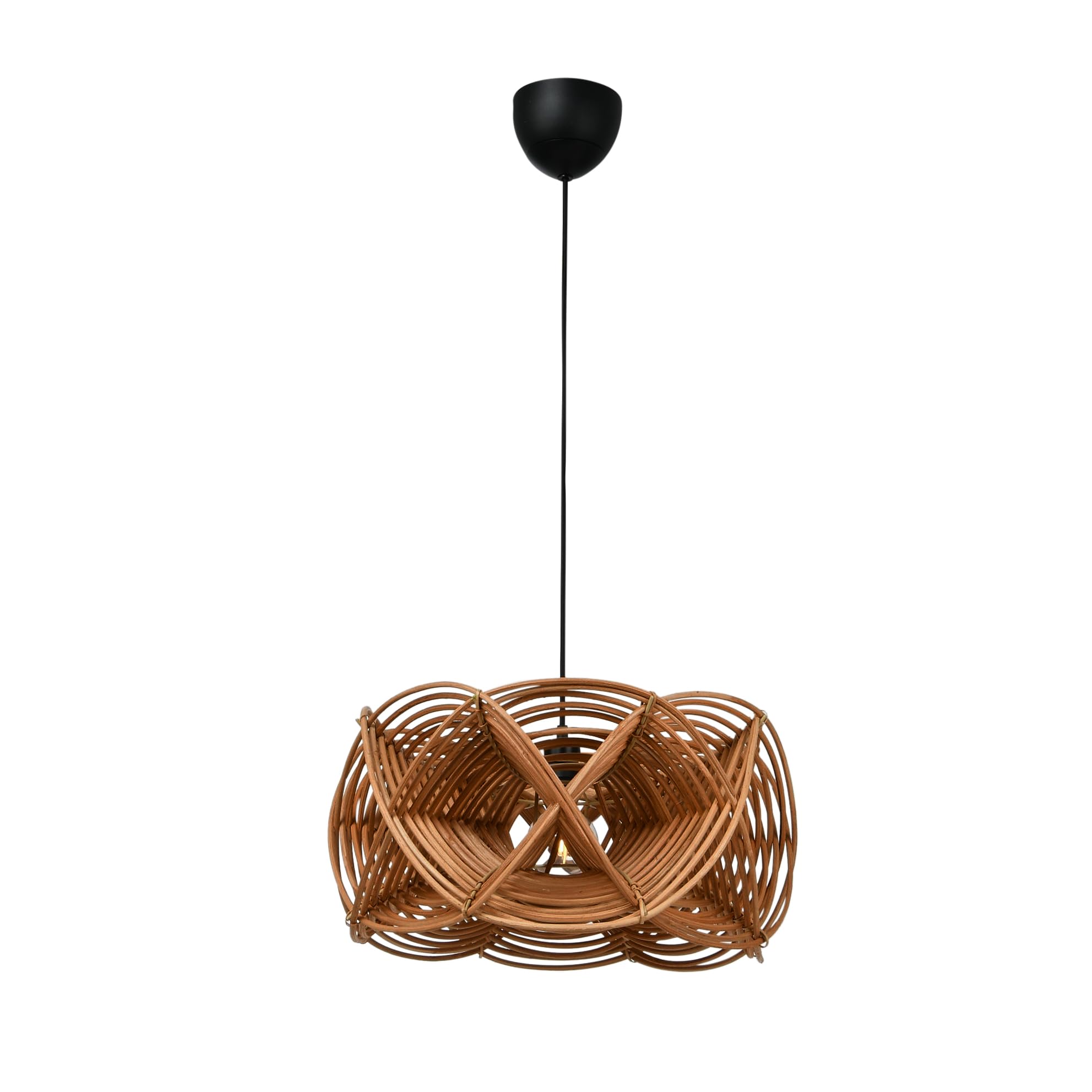 Bloomingville AH1608 Hand-Woven Rattan, 8' Cord (60 Watt Bulb Maximum, Hardwire Only) Pendant Lamp, Brown - Image 4