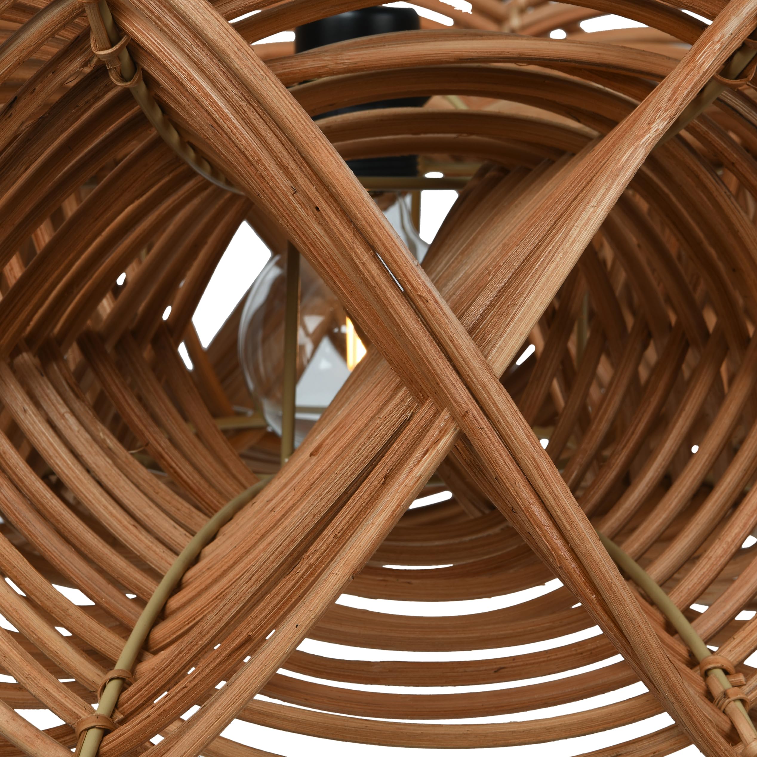 Bloomingville AH1608 Hand-Woven Rattan, 8' Cord (60 Watt Bulb Maximum, Hardwire Only) Pendant Lamp, Brown - Image 5