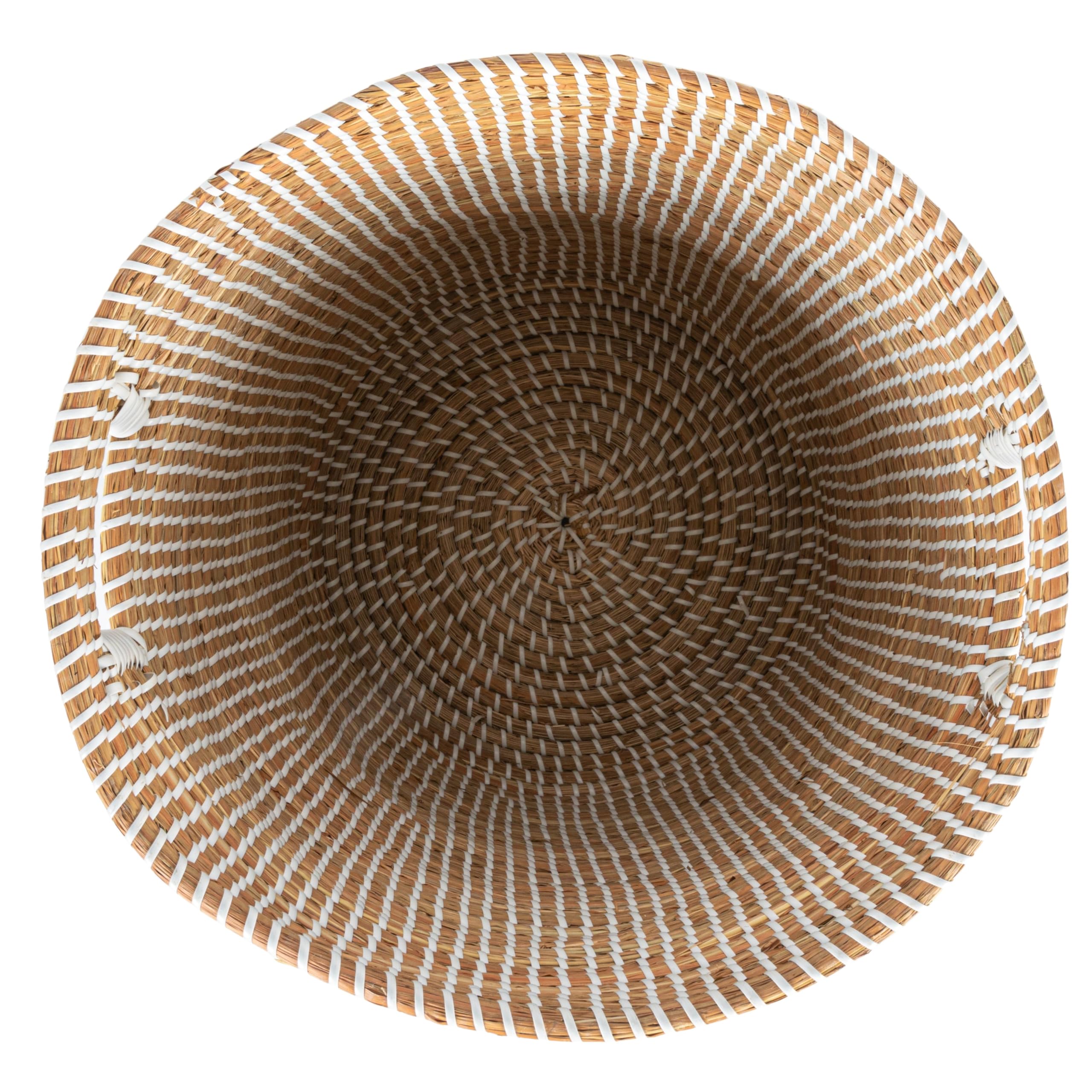 Bloomingville Beige Seagrass Tables with Storage & Wood Tops (Set of 2 Sizes) - Image 4