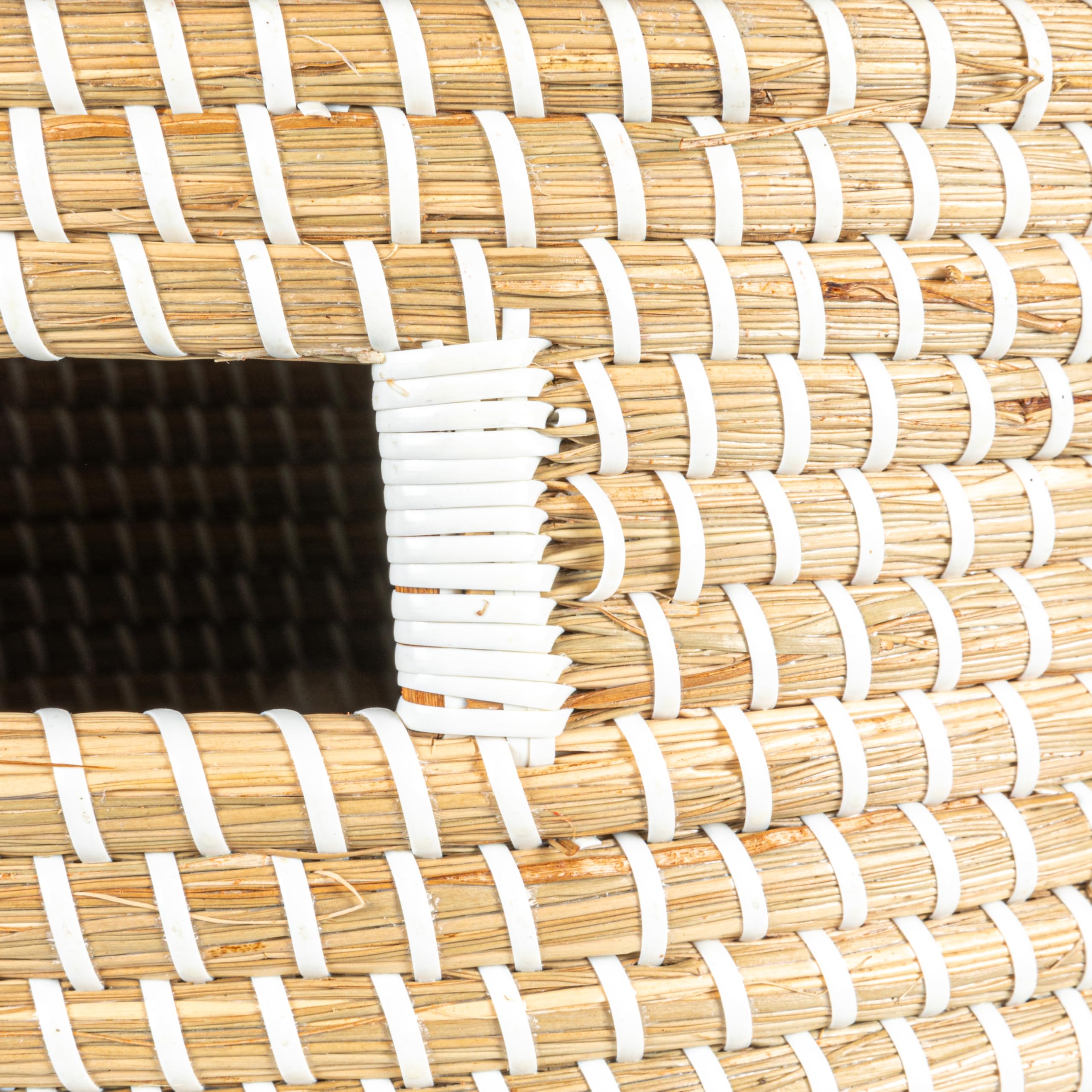 Bloomingville Beige Seagrass Tables with Storage & Wood Tops (Set of 2 Sizes) - Image 5