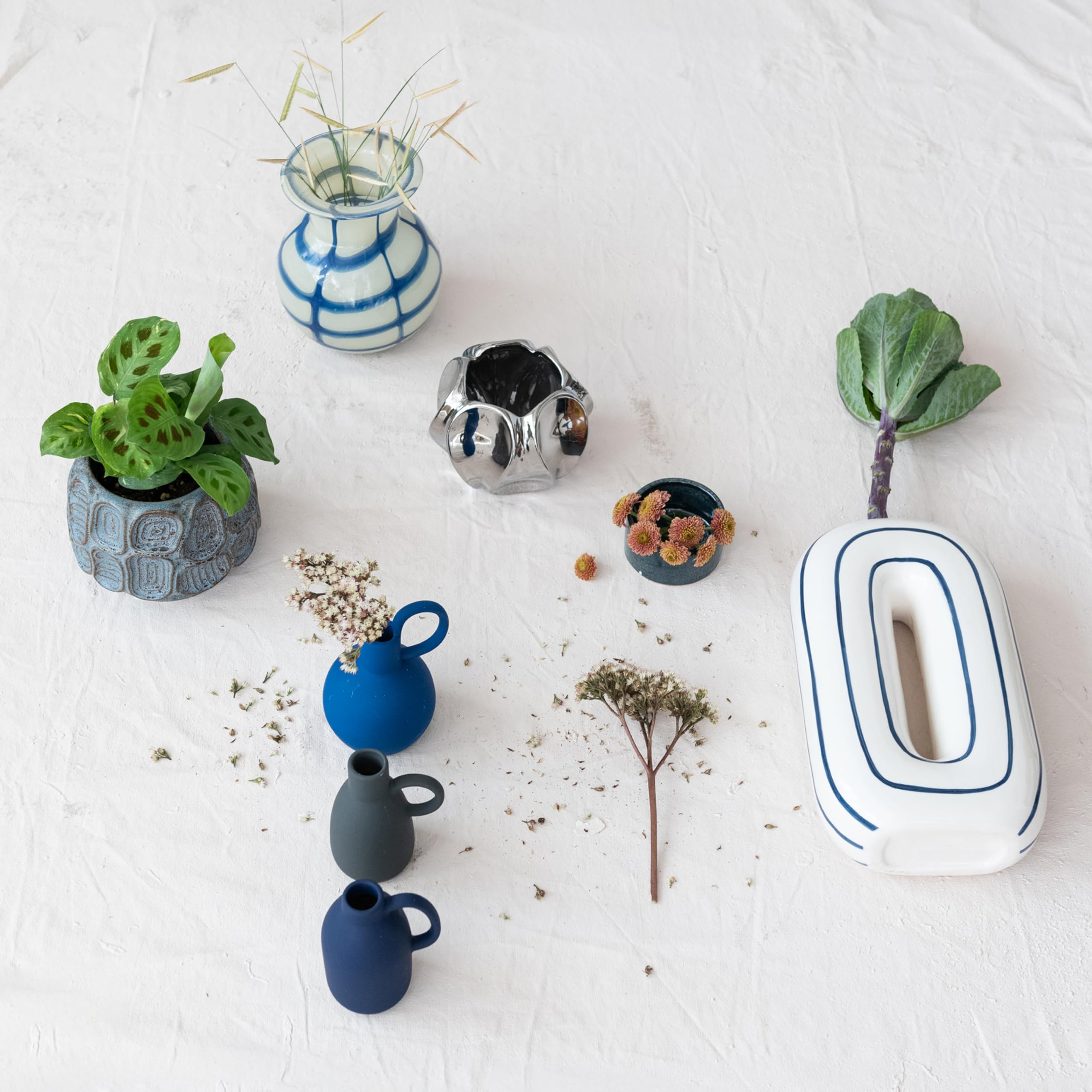 Bloomingville Round Stoneware Planter, Chrome Glazed - Image 3