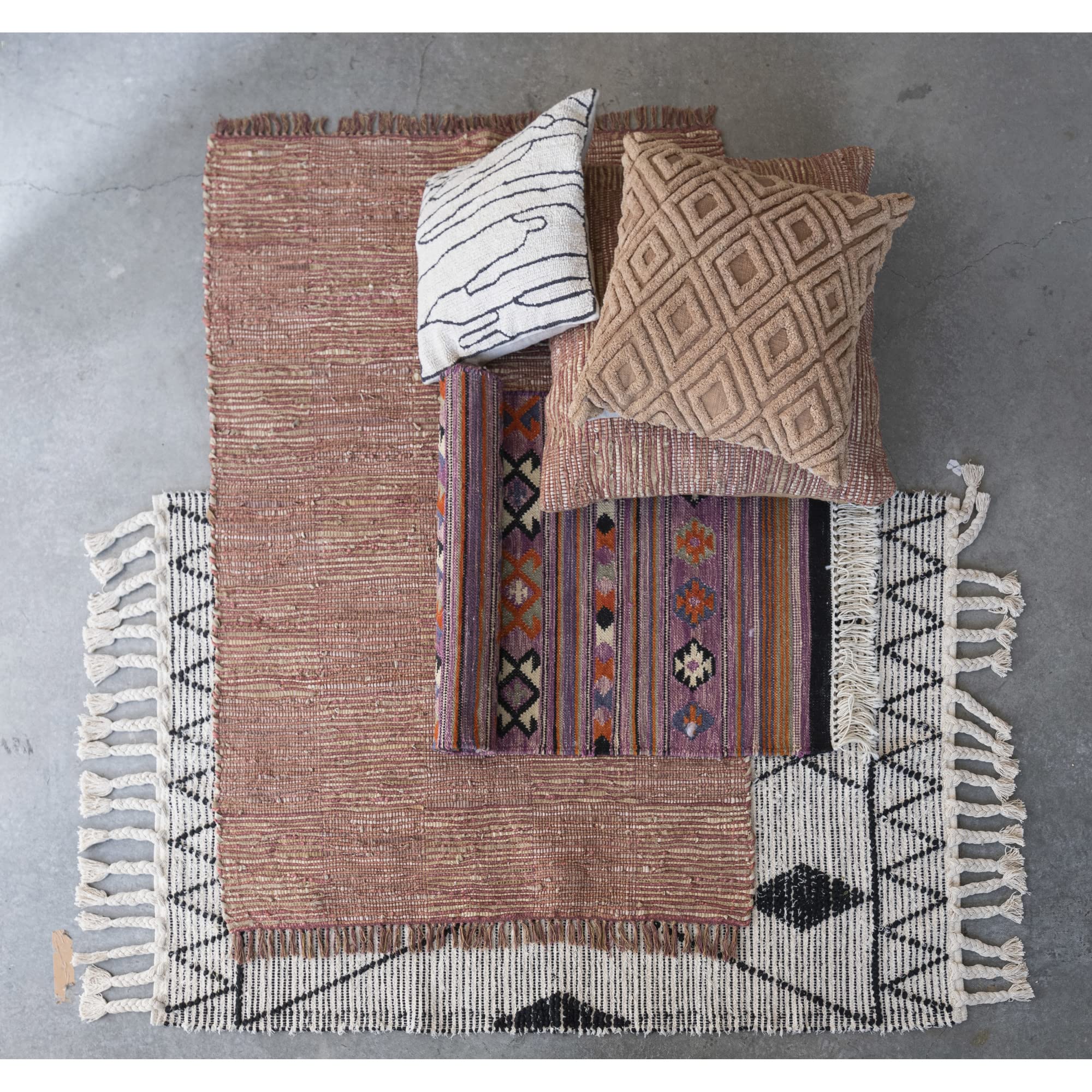 Bloomingville Cotton Tufted Throw Abstract Line Design, Grey and Black Pillow Cover 18" x 18" - Image 4