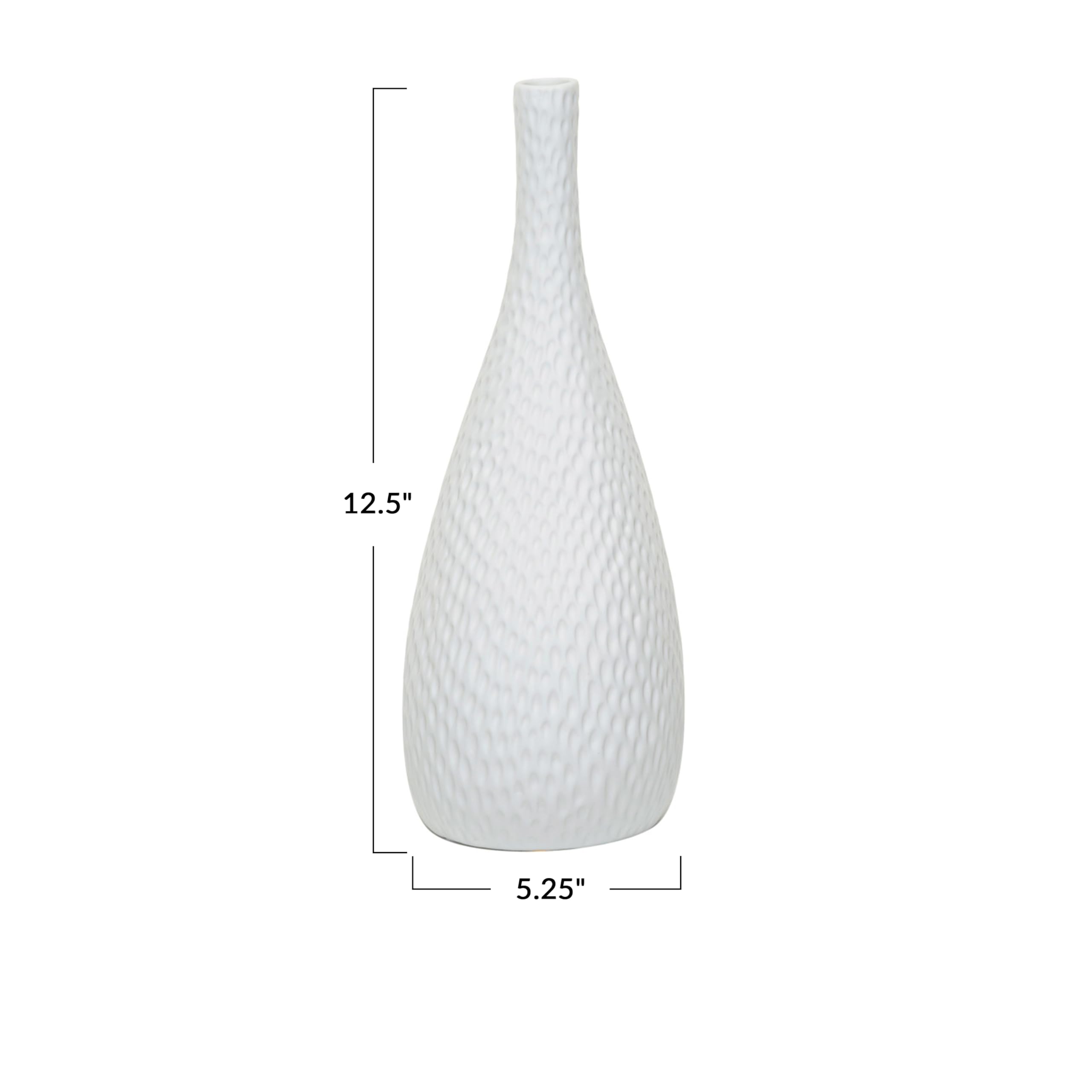 Bloomingville Debossed Stoneware Bisque Table Lamp with Inline Switch, White - Image 3