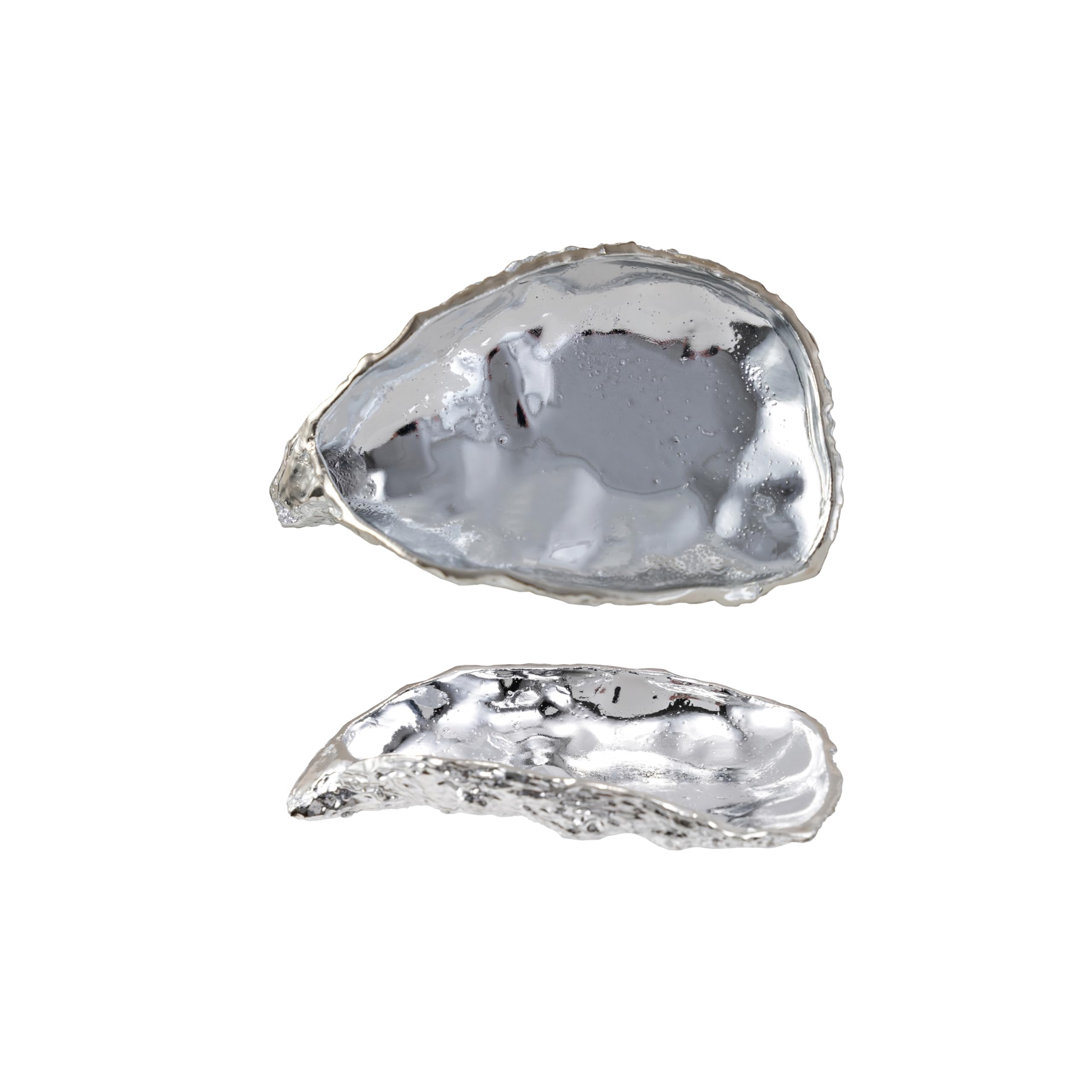 Bloomingville Decorative Cast Metal Oyster Shaped Dish, Chrome Finish - Image 3