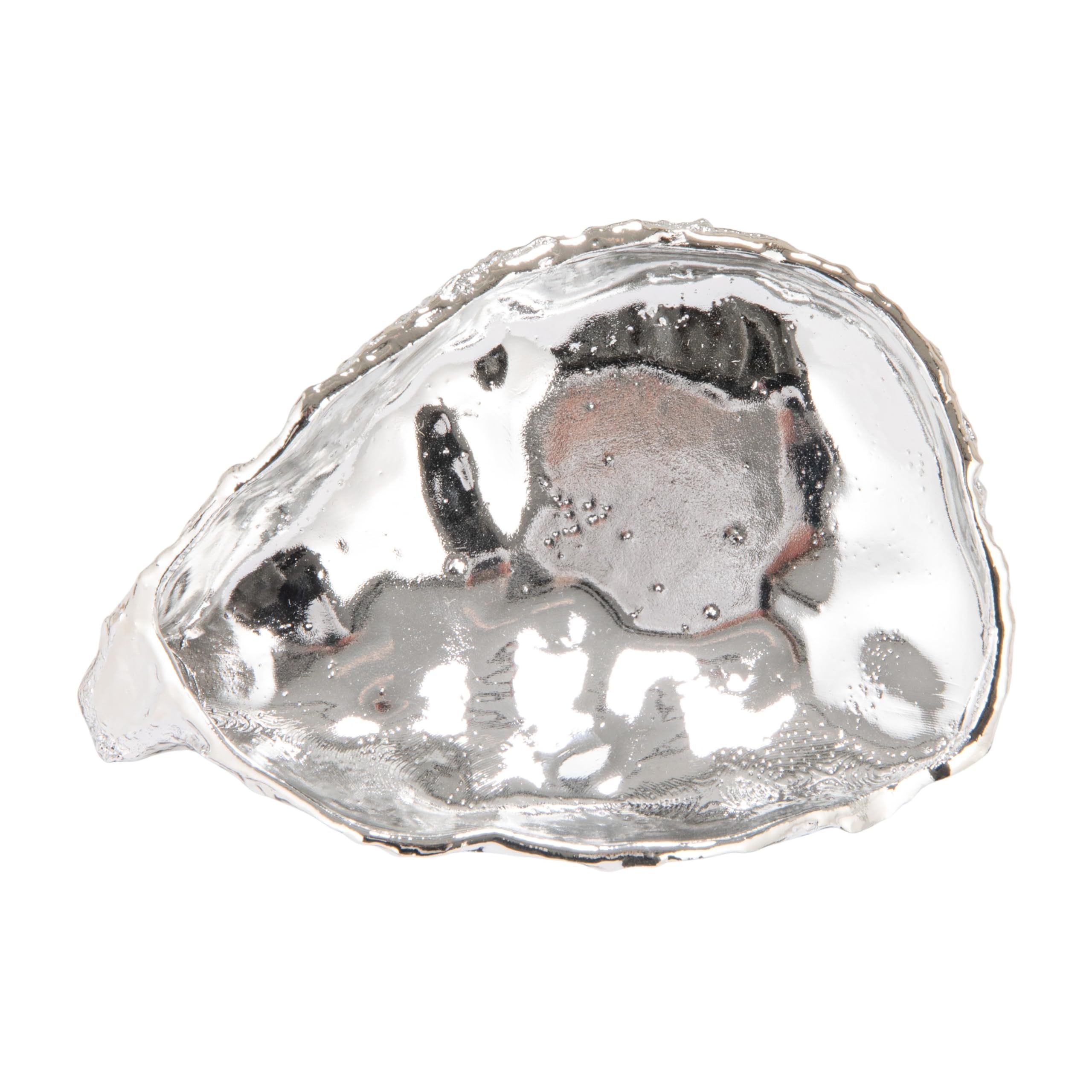 Bloomingville Decorative Cast Metal Oyster Shaped Dish, Chrome Finish - Image 5