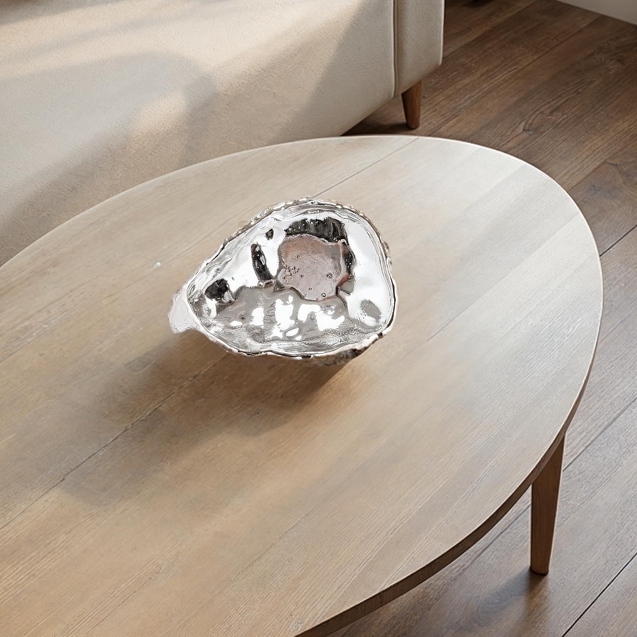 Bloomingville Decorative Cast Metal Oyster Shaped Dish, Chrome Finish - Image 7