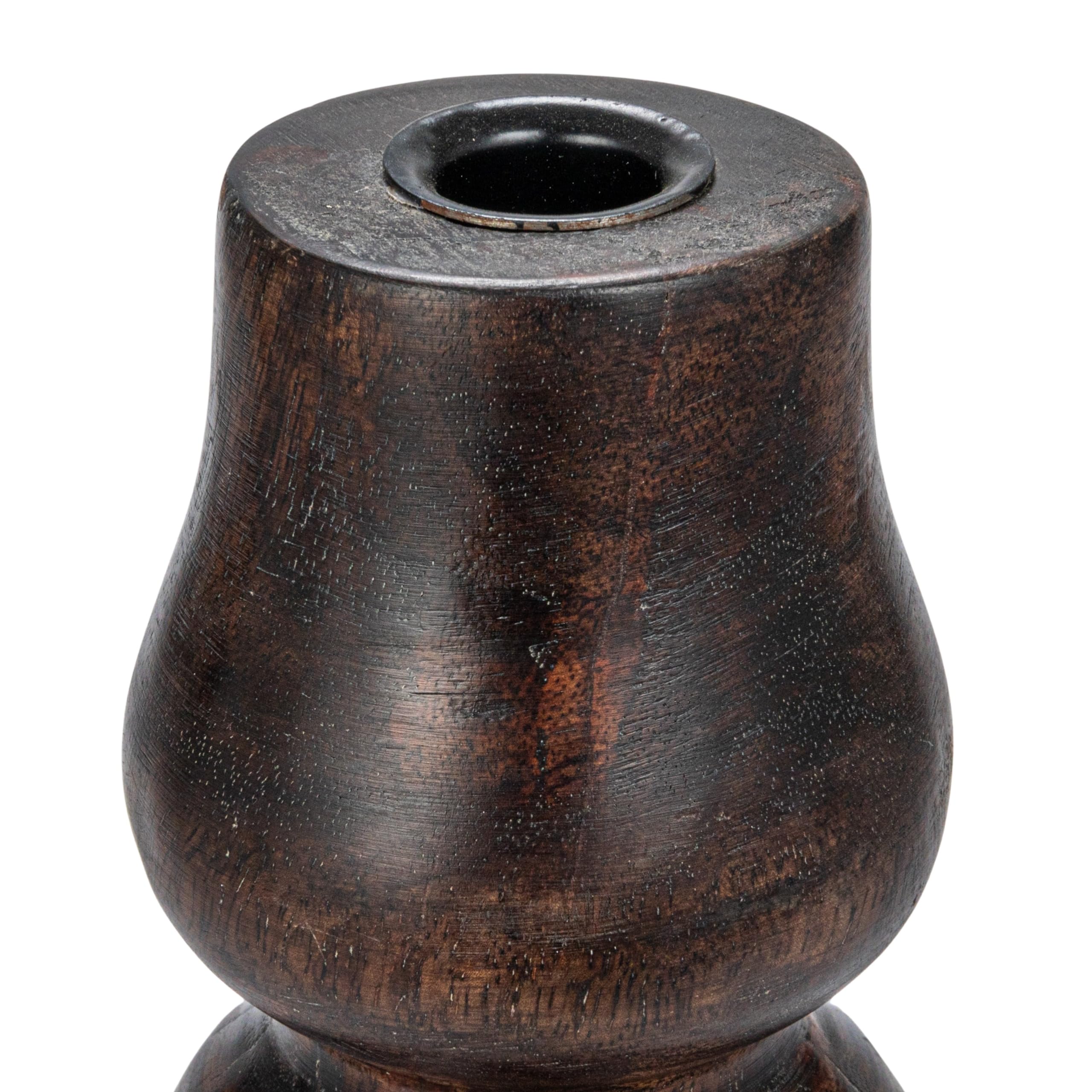 Bloomingville Decorative Espresso Finish Wood Hand-Carved Taper Candle Holder, Brown - Image 7