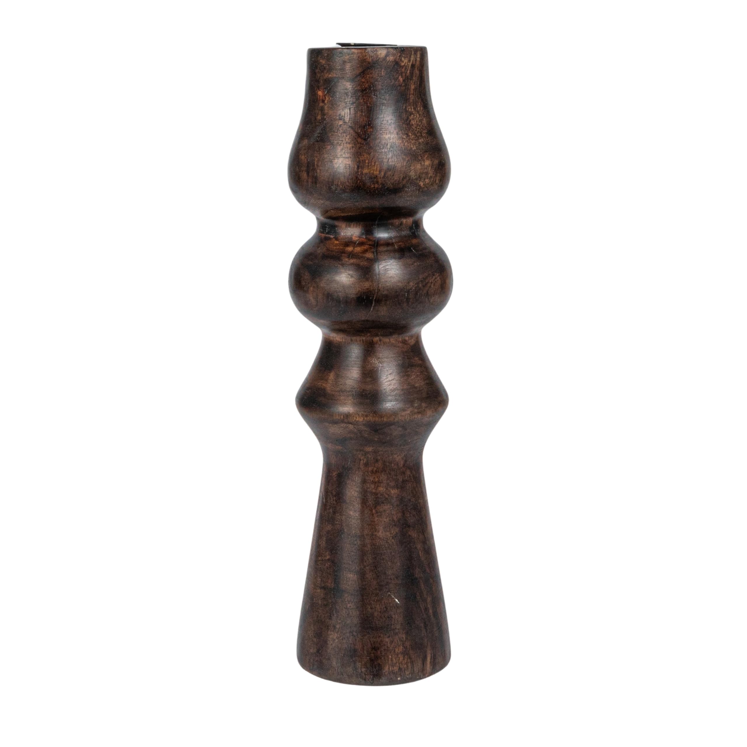 Bloomingville Decorative Espresso Finish Wood Hand-Carved Taper Candle Holder, Brown - Image 8