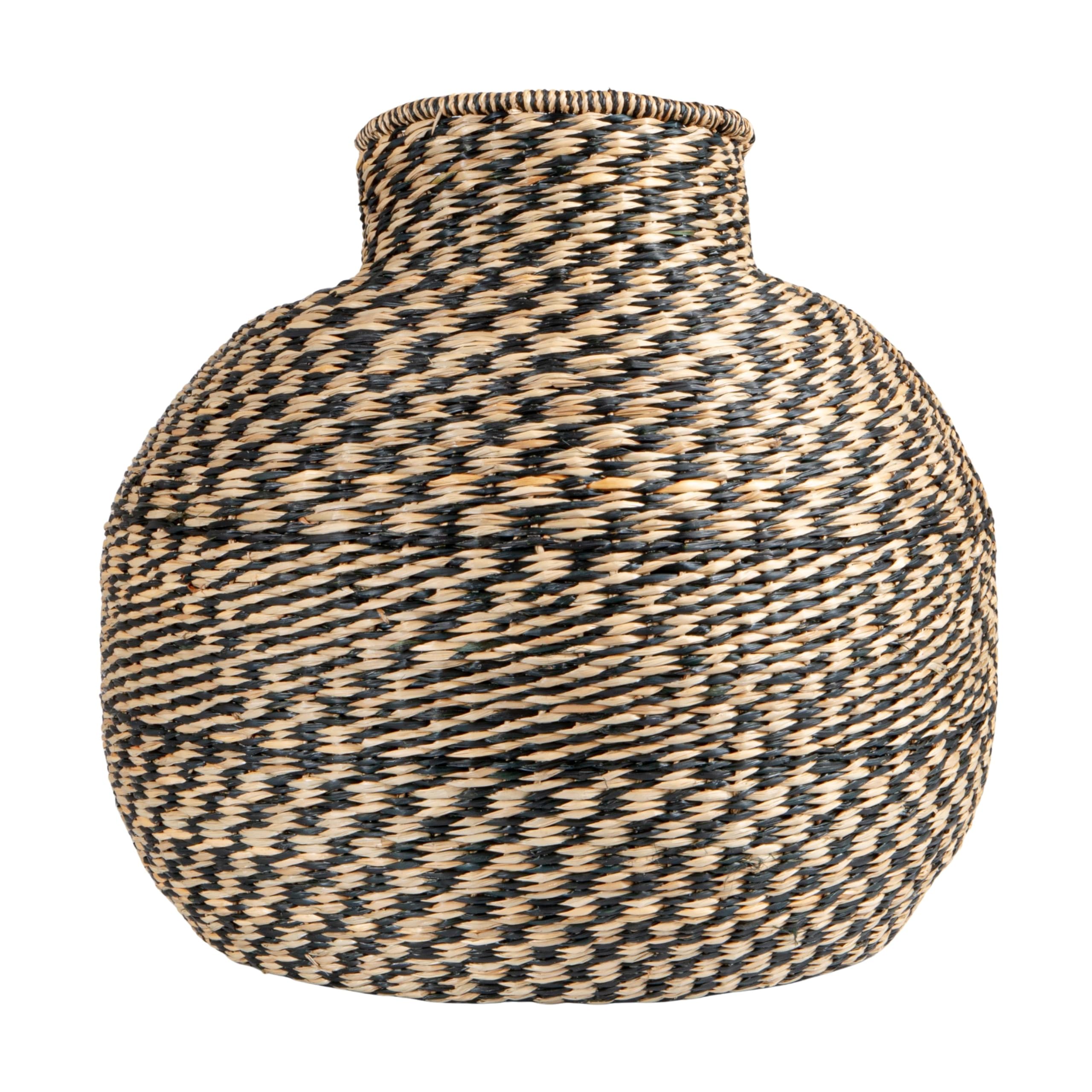 Bloomingville Decorative Hand-Woven Seagrass Vase, Natural and Black - Image 4