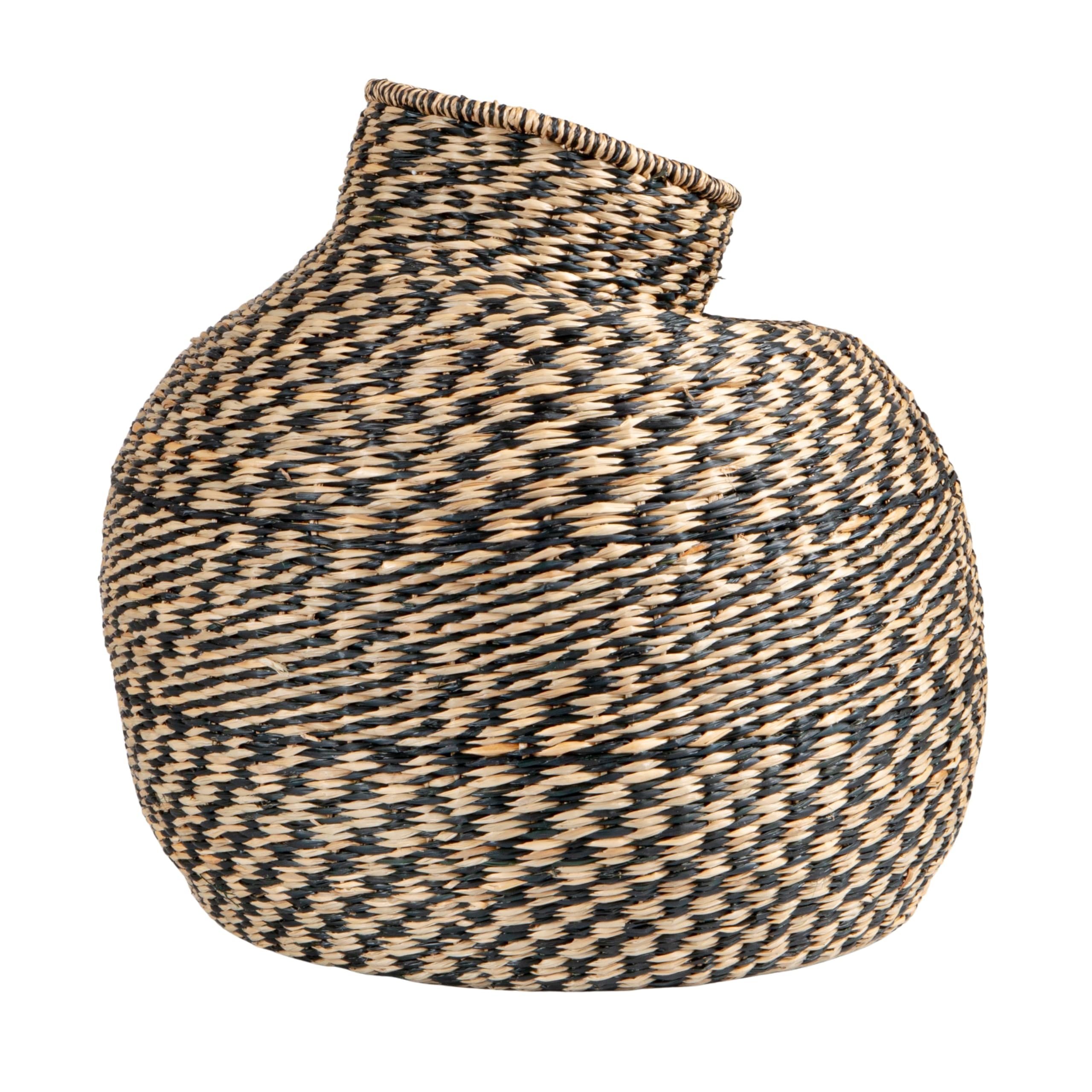 Bloomingville Decorative Hand-Woven Seagrass Vase, Natural and Black - Image 5