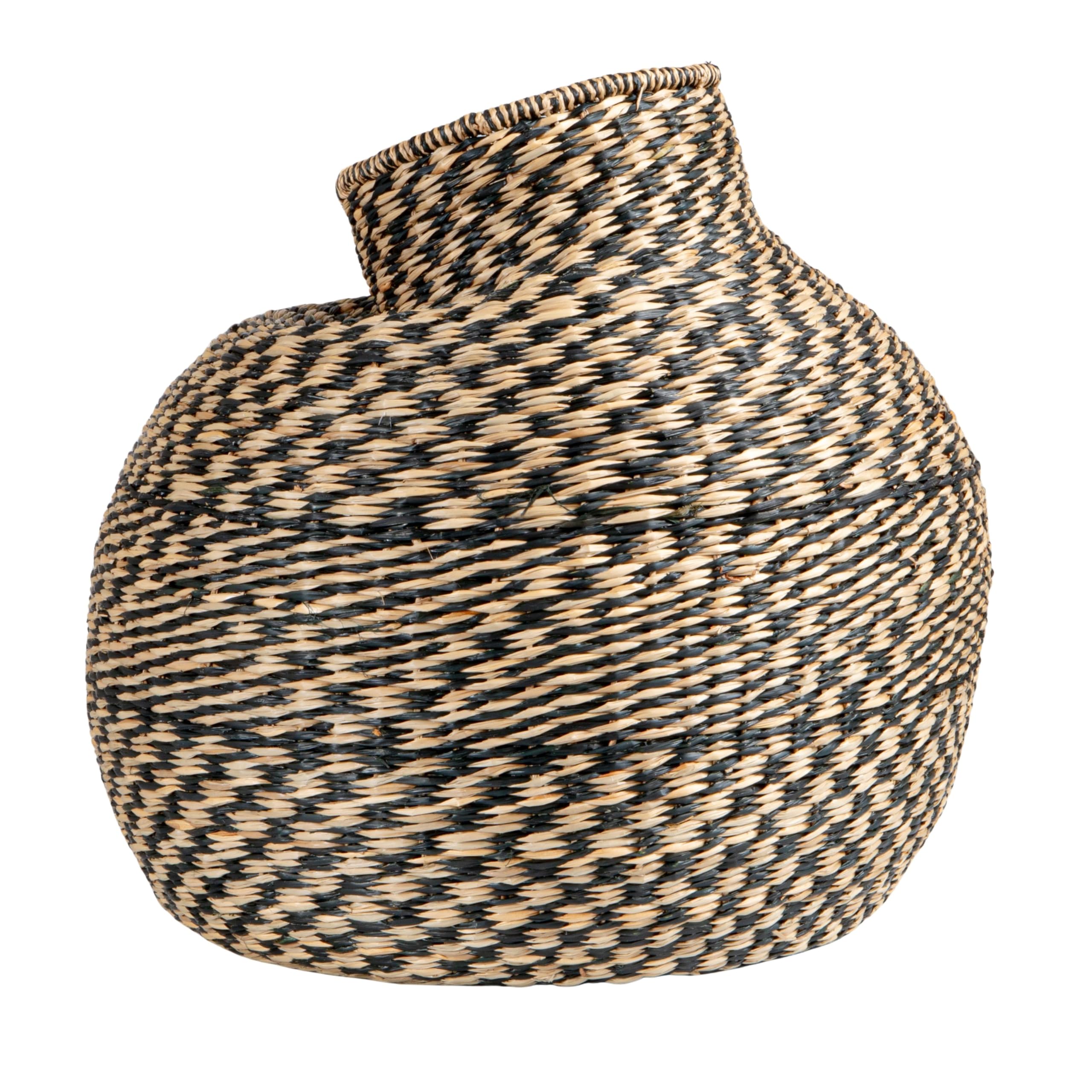 Bloomingville Decorative Hand-Woven Seagrass Vase, Natural and Black - Image 6