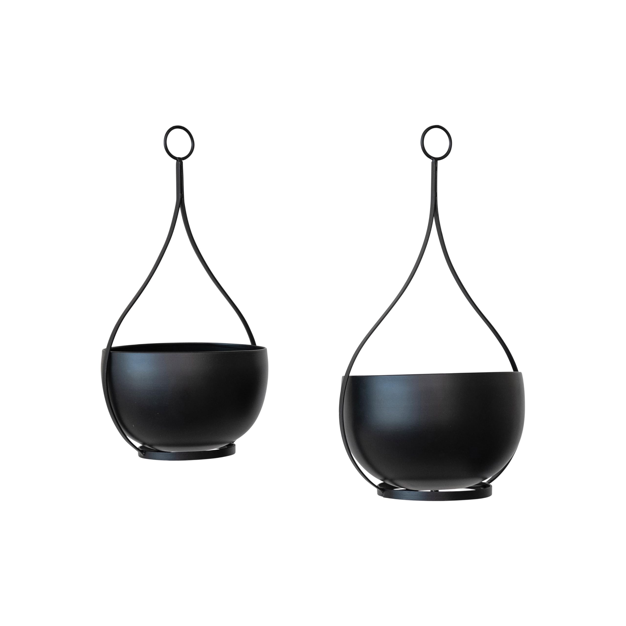 Bloomingville Decorative Hanging Metal Planters, Black, Set of 2 - Image 6