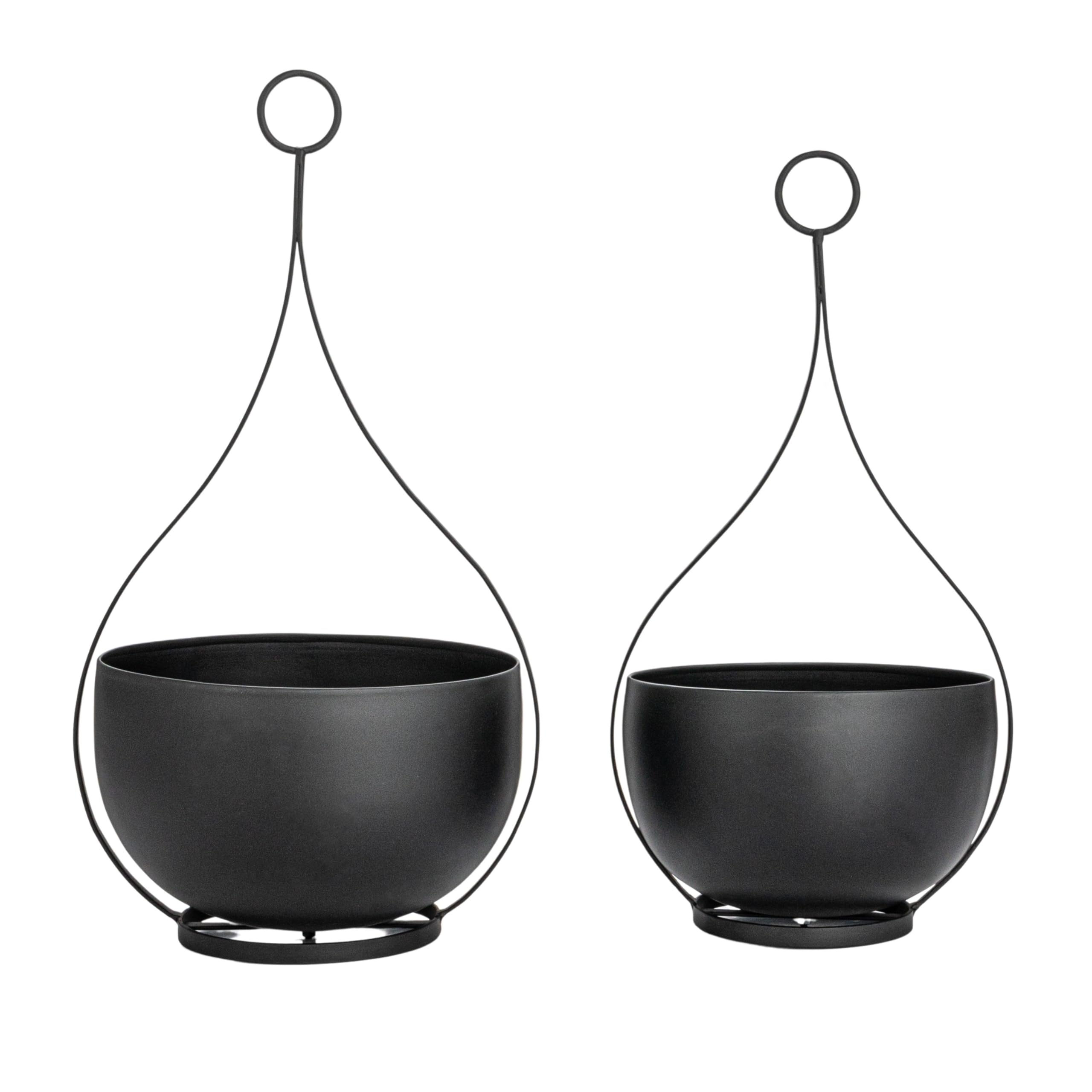 Bloomingville Decorative Hanging Metal Planters, Black, Set of 2 - Image 8