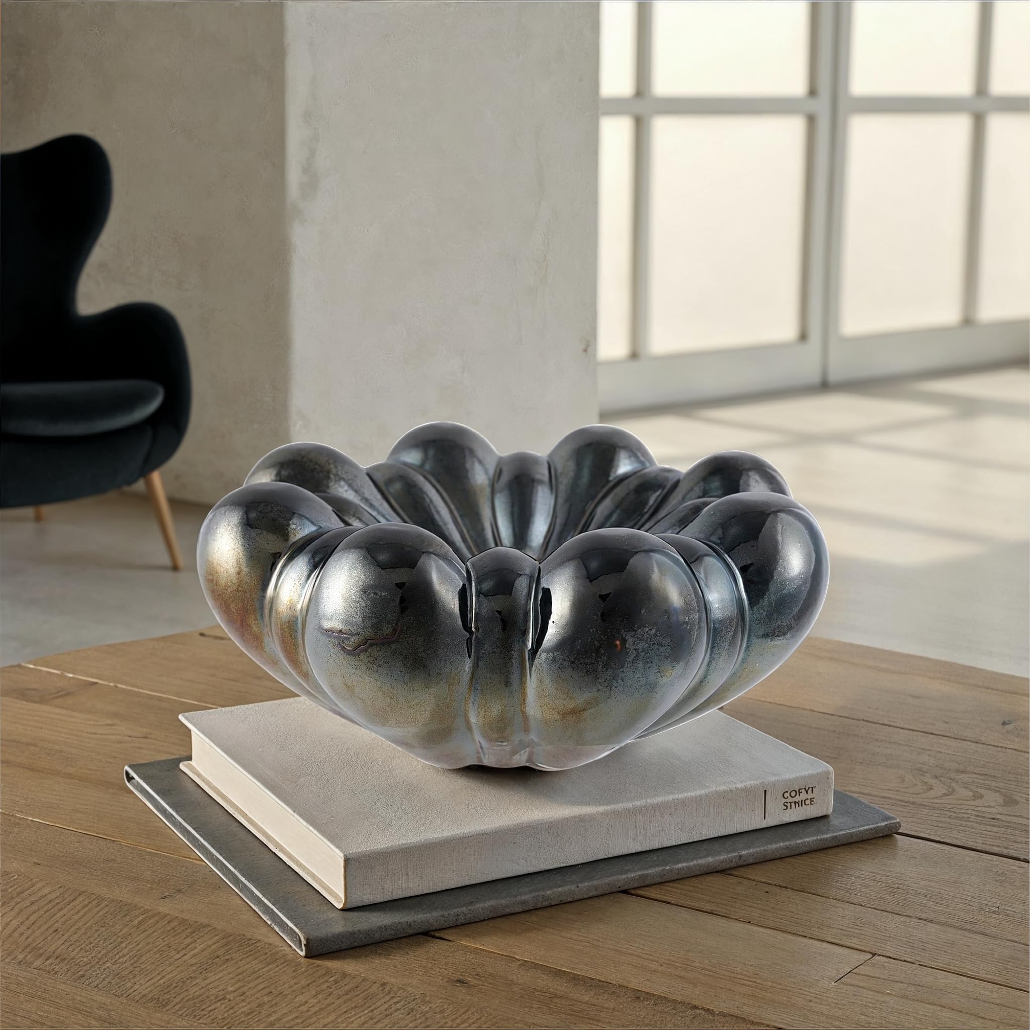 Bloomingville Decorative Stoneware Abstract Shaped Bowl, Metallic Bronze Finish - Image 3