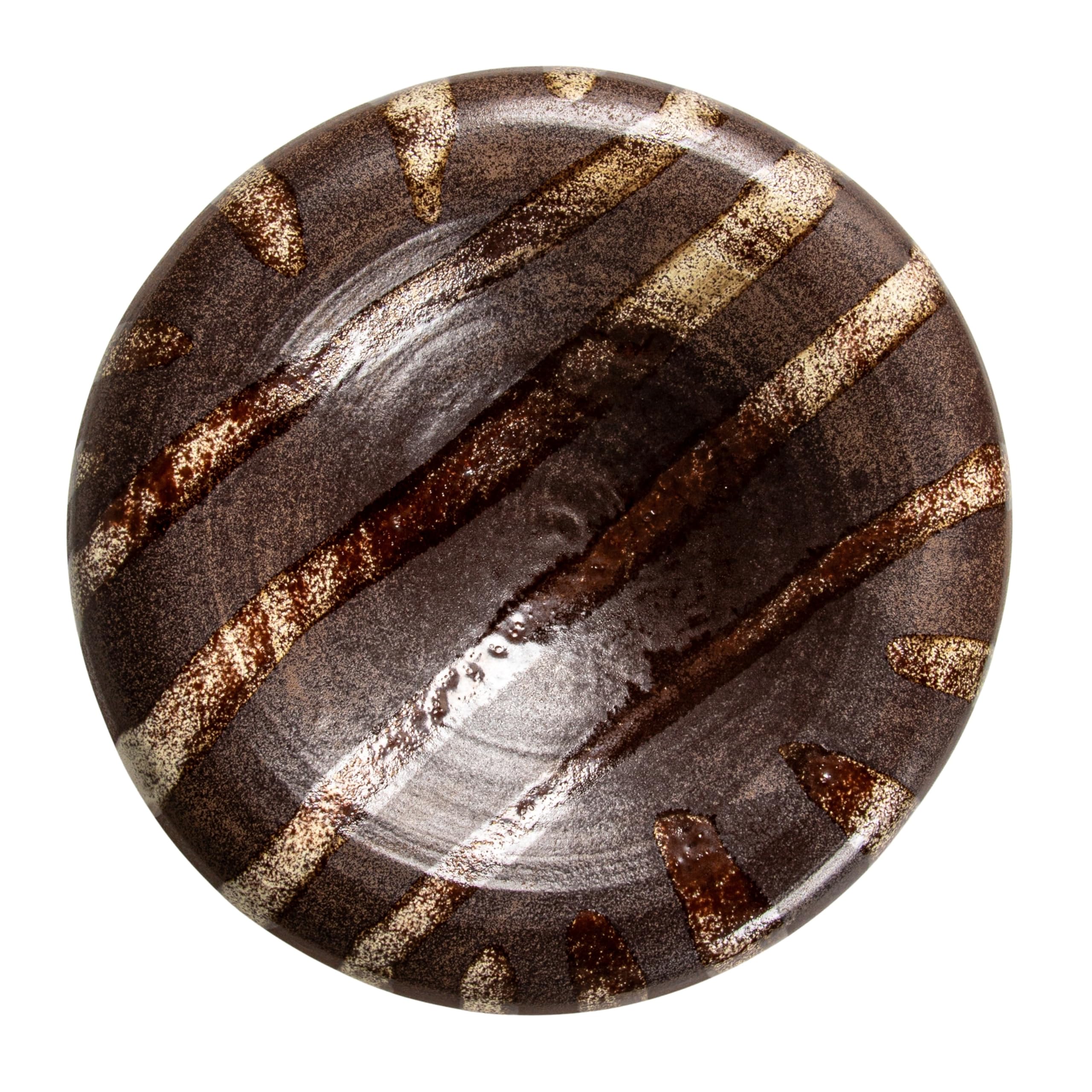 Bloomingville Decorative Stoneware Bowl with Stripes, Brown and Cream - Image 3
