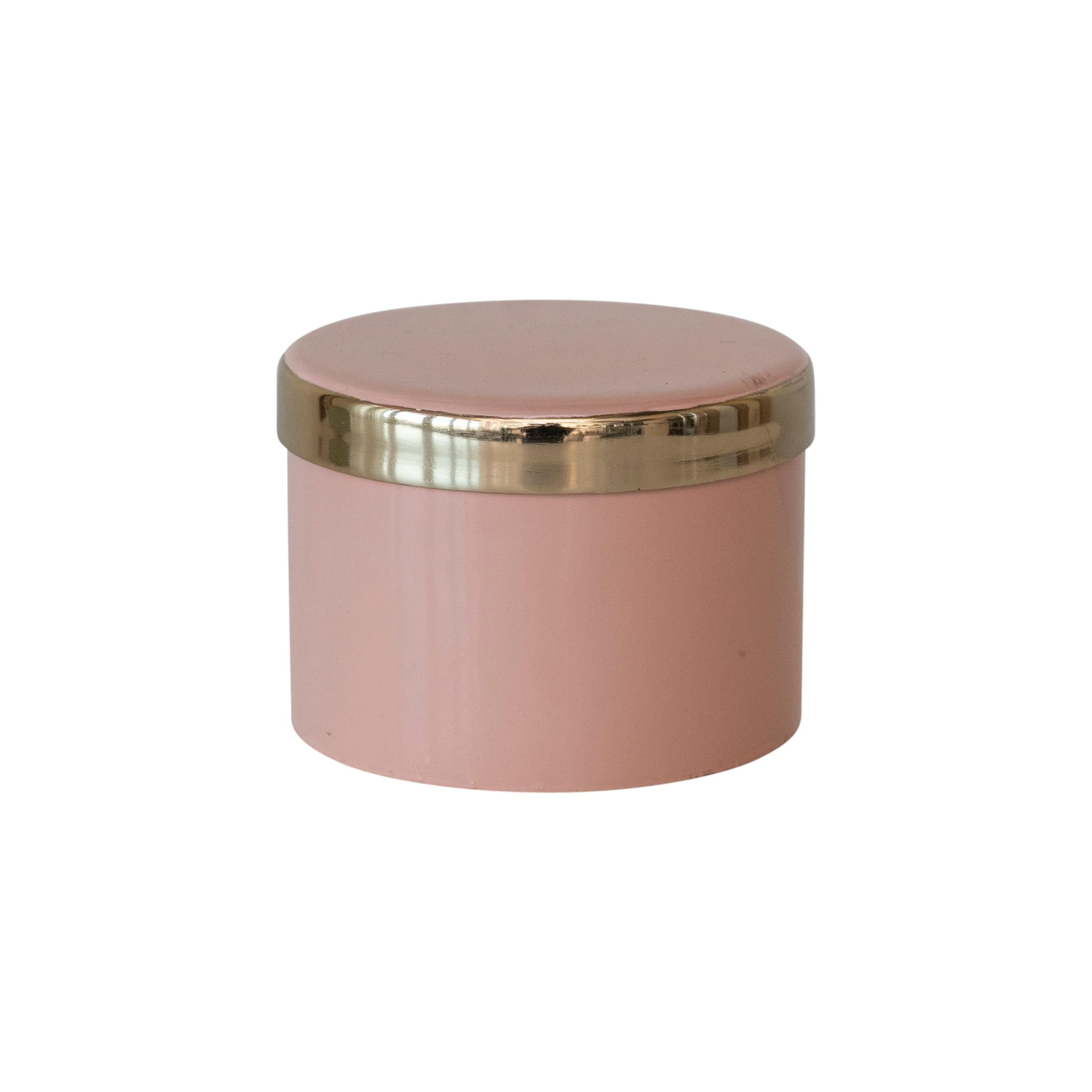 Bloomingville Enameled Metal Box with Shiny Interior, Pink and Gold - Image 4