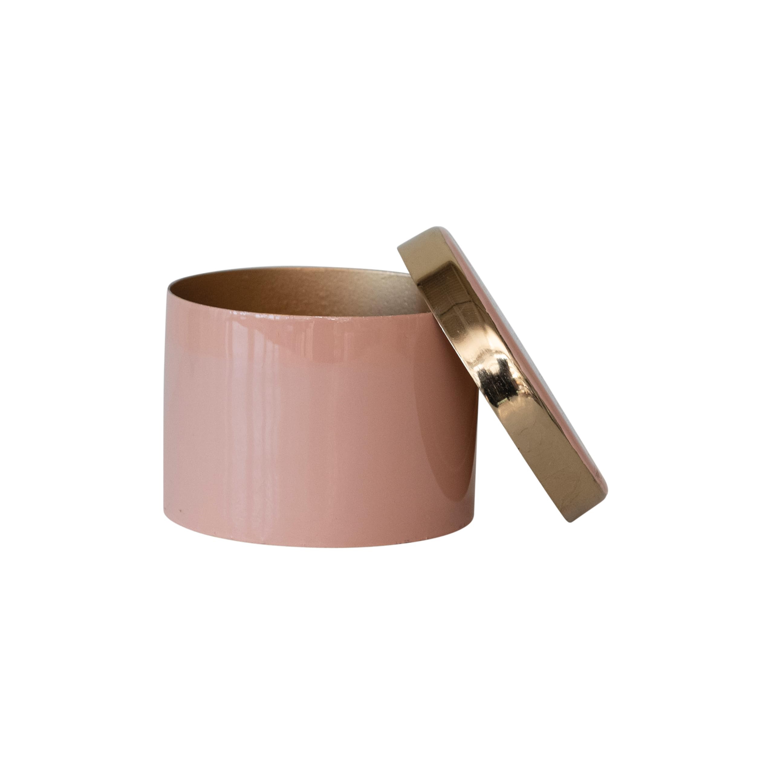 Bloomingville Enameled Metal Box with Shiny Interior, Pink and Gold - Image 7