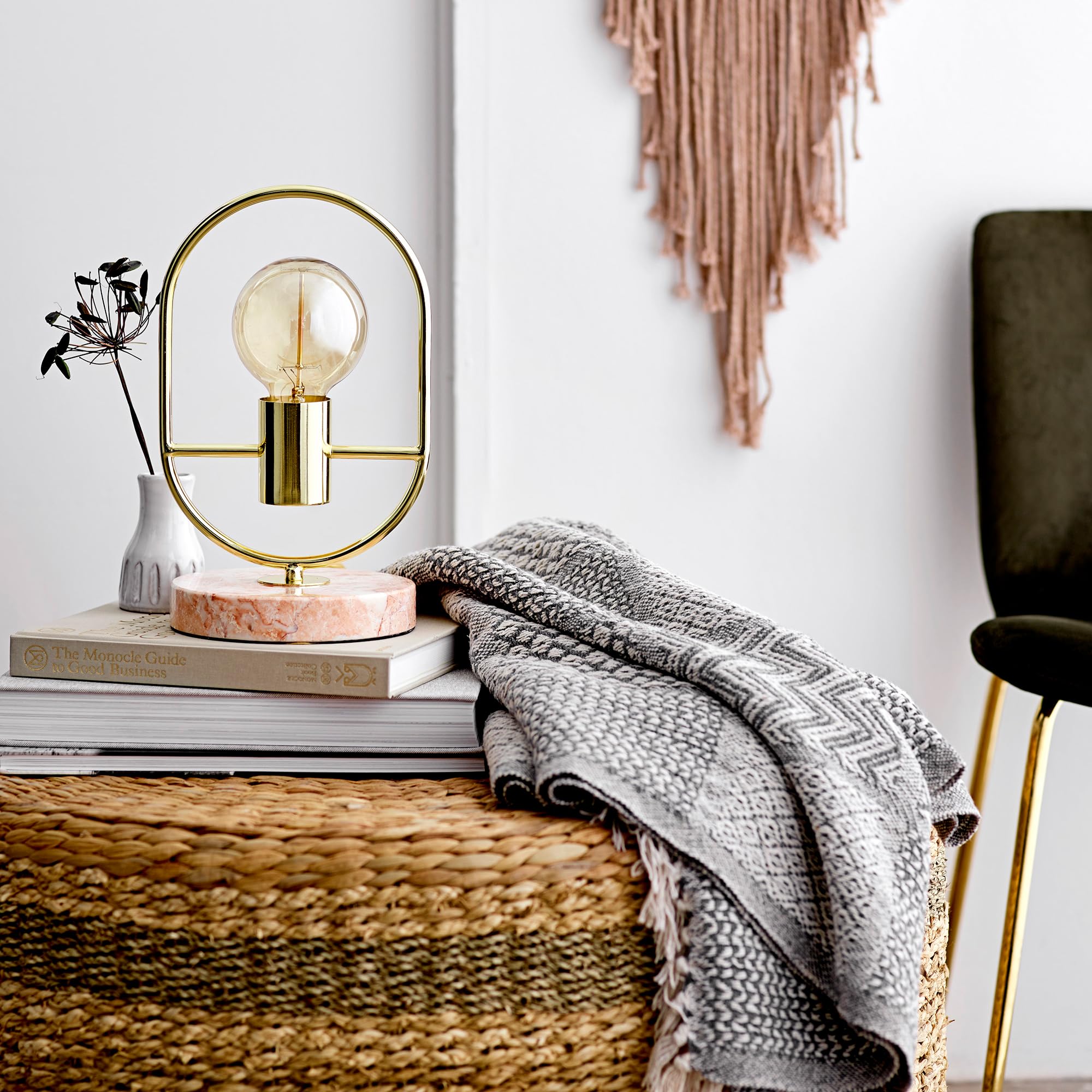 Bloomingville Grey Cotton Blend Knit Throw with Fringe - Image 4