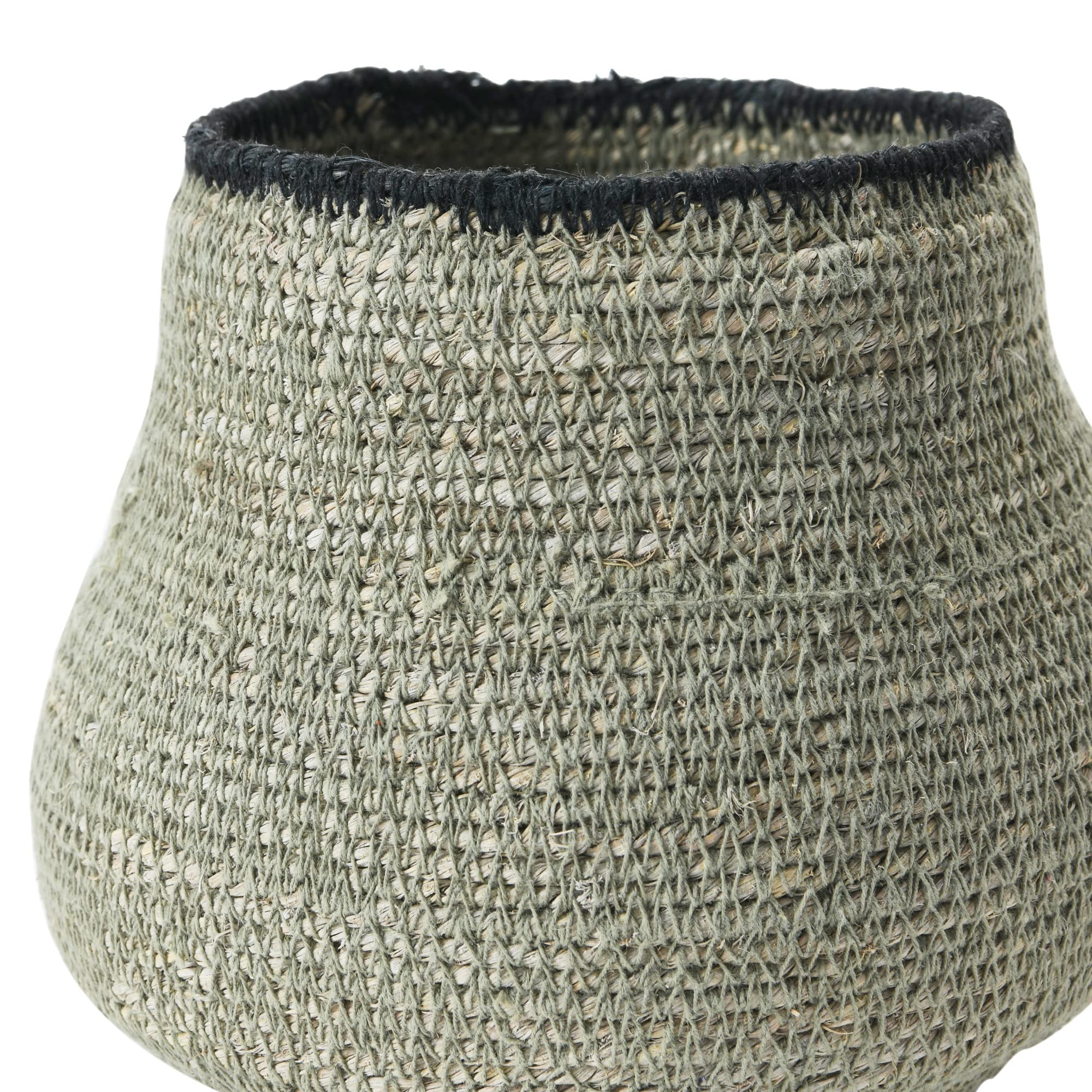 Bloomingville Hand-Woven Seagrass, Grey & Black Basket, AH1801 - Image 5