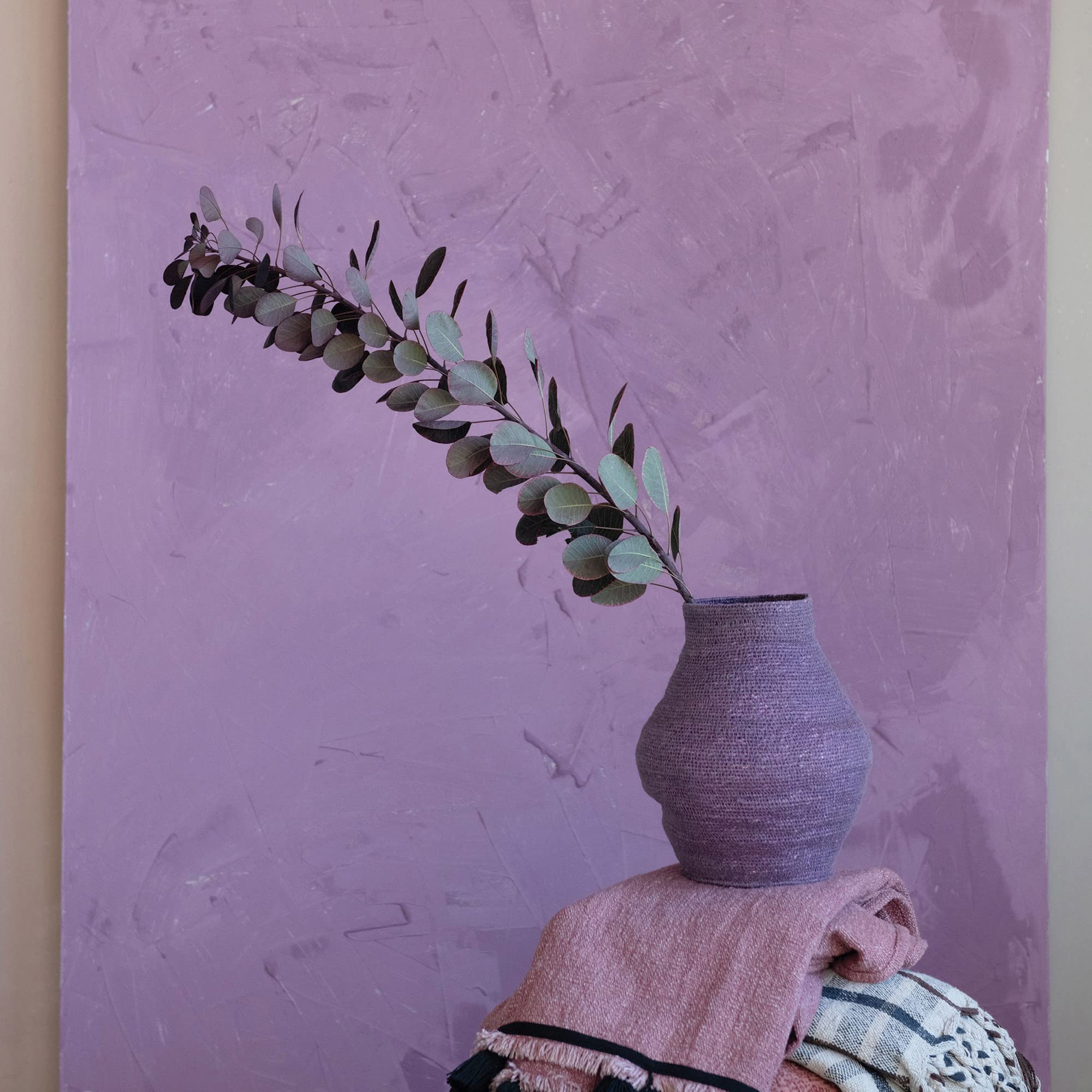 Bloomingville Hand-Woven Seagrass, Lilac Color Basket - Image 3