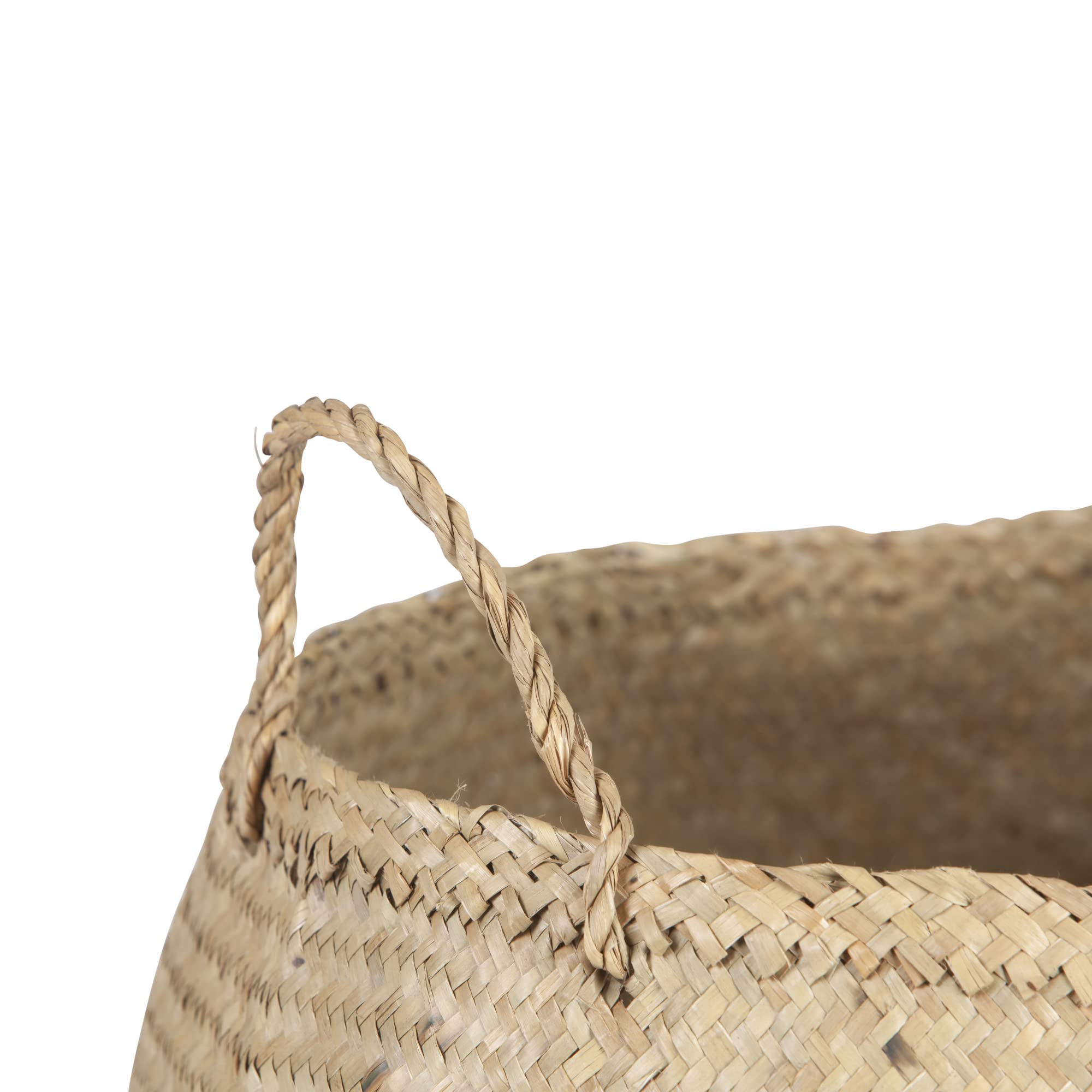 Bloomingville Handwoven Seagrass Folding Basket with Handles, Natural and Black - Image 6
