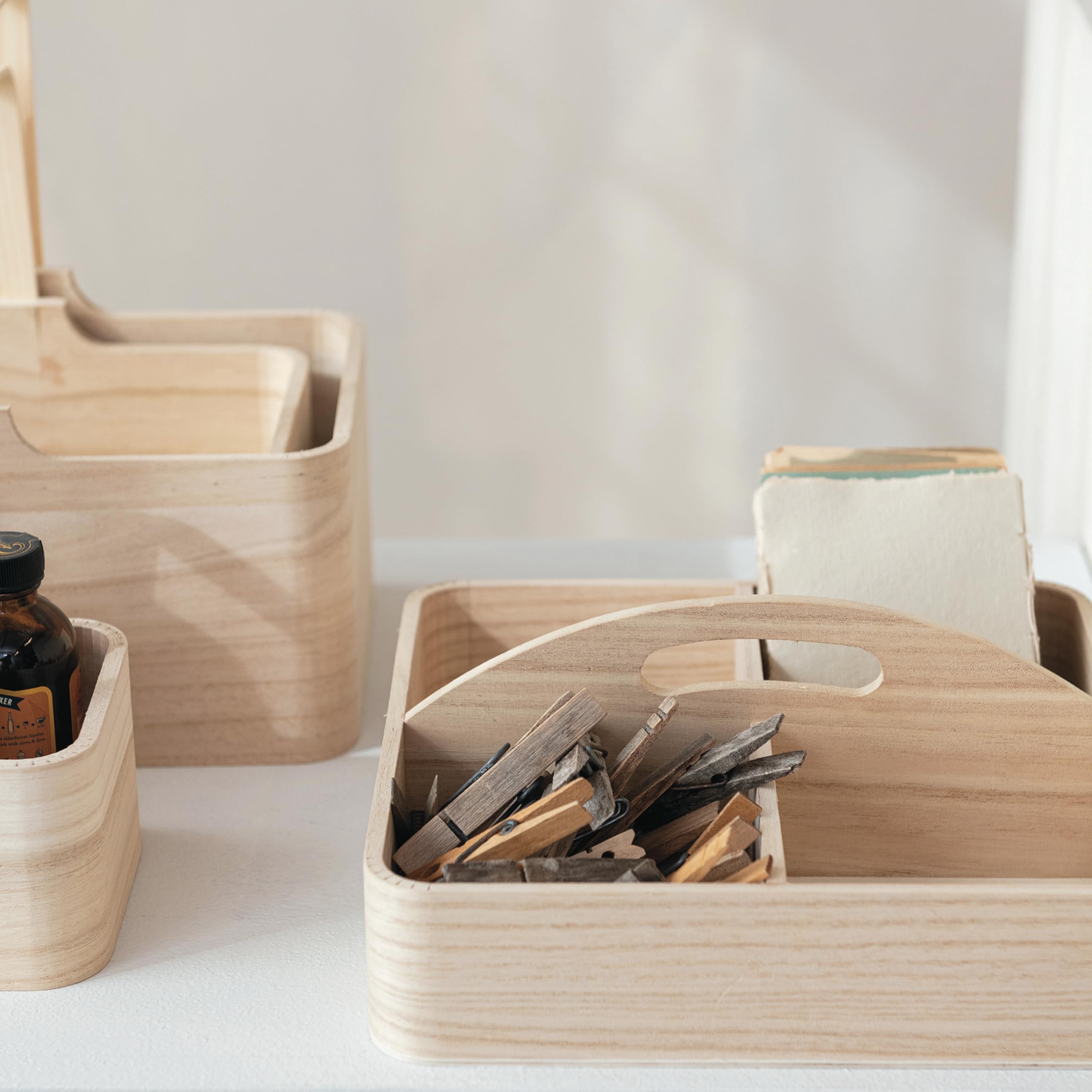 Bloomingville Quartet Sectional Paulownia Wood Organizer, Natural - Image 3