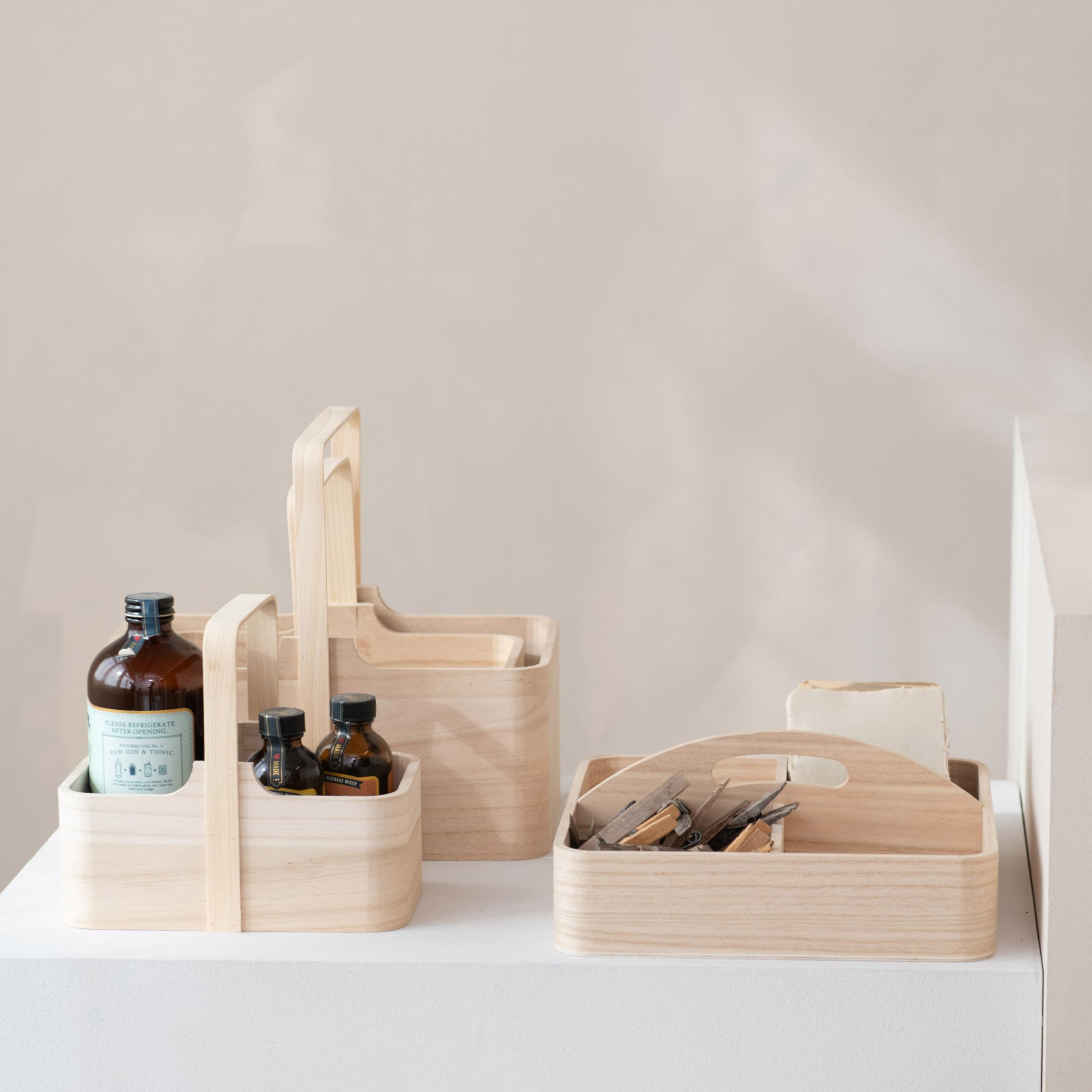 Bloomingville Quartet Sectional Paulownia Wood Organizer, Natural - Image 4