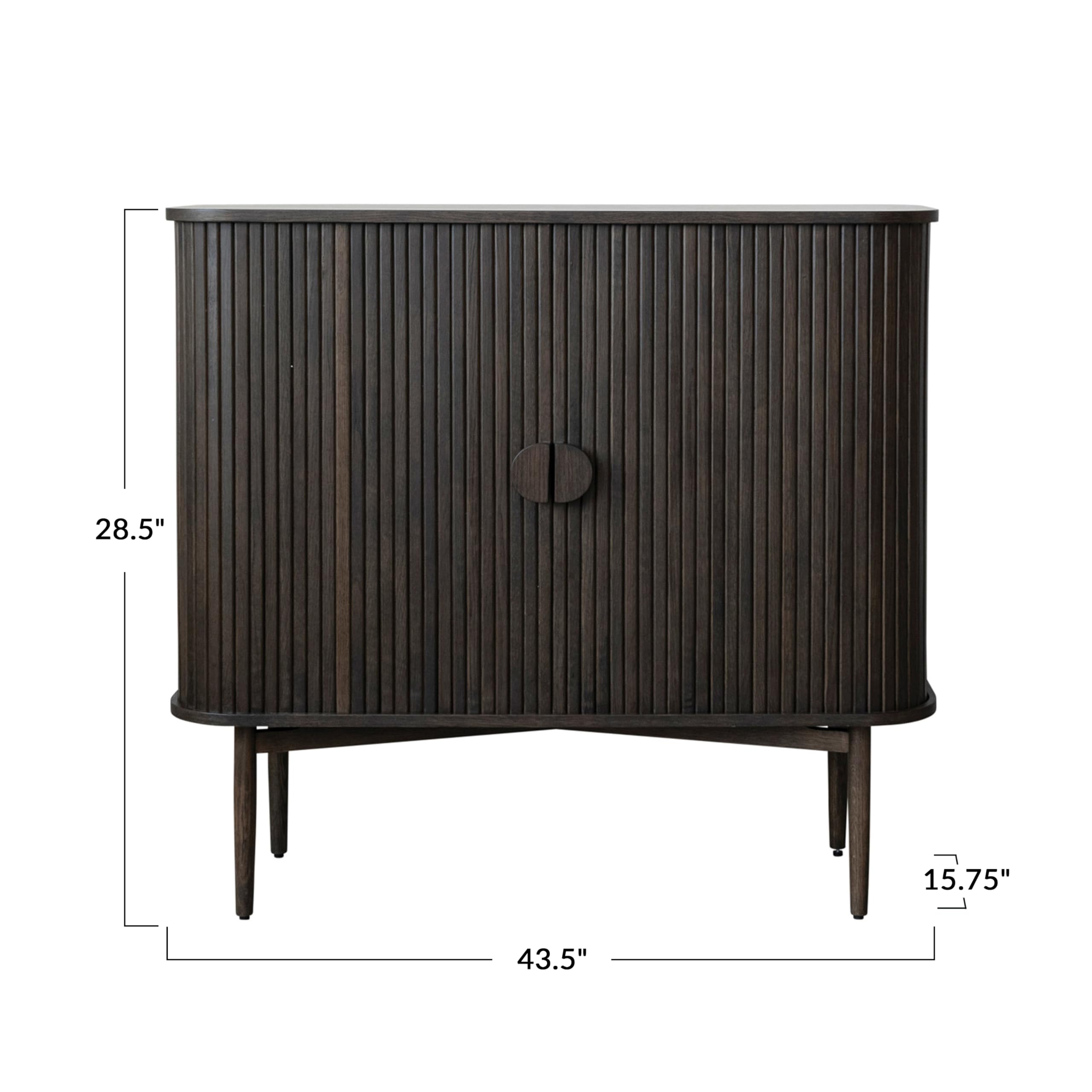 Bloomingville Reclaimed Wood and Oak Wood Cabinet with Accordion Doors, Walnut - Image 3