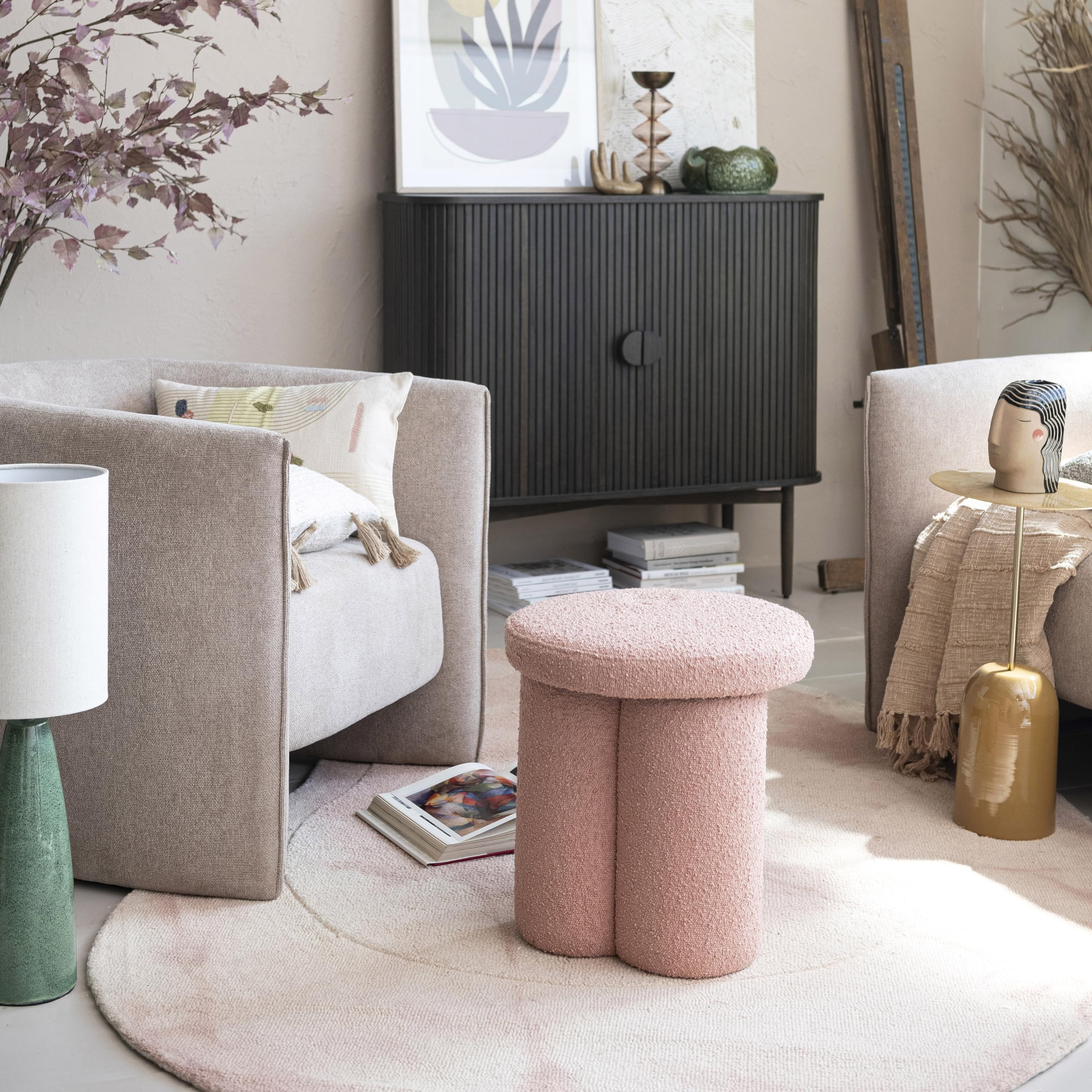 Bloomingville Reclaimed Wood and Oak Wood Cabinet with Accordion Doors, Walnut - Image 4