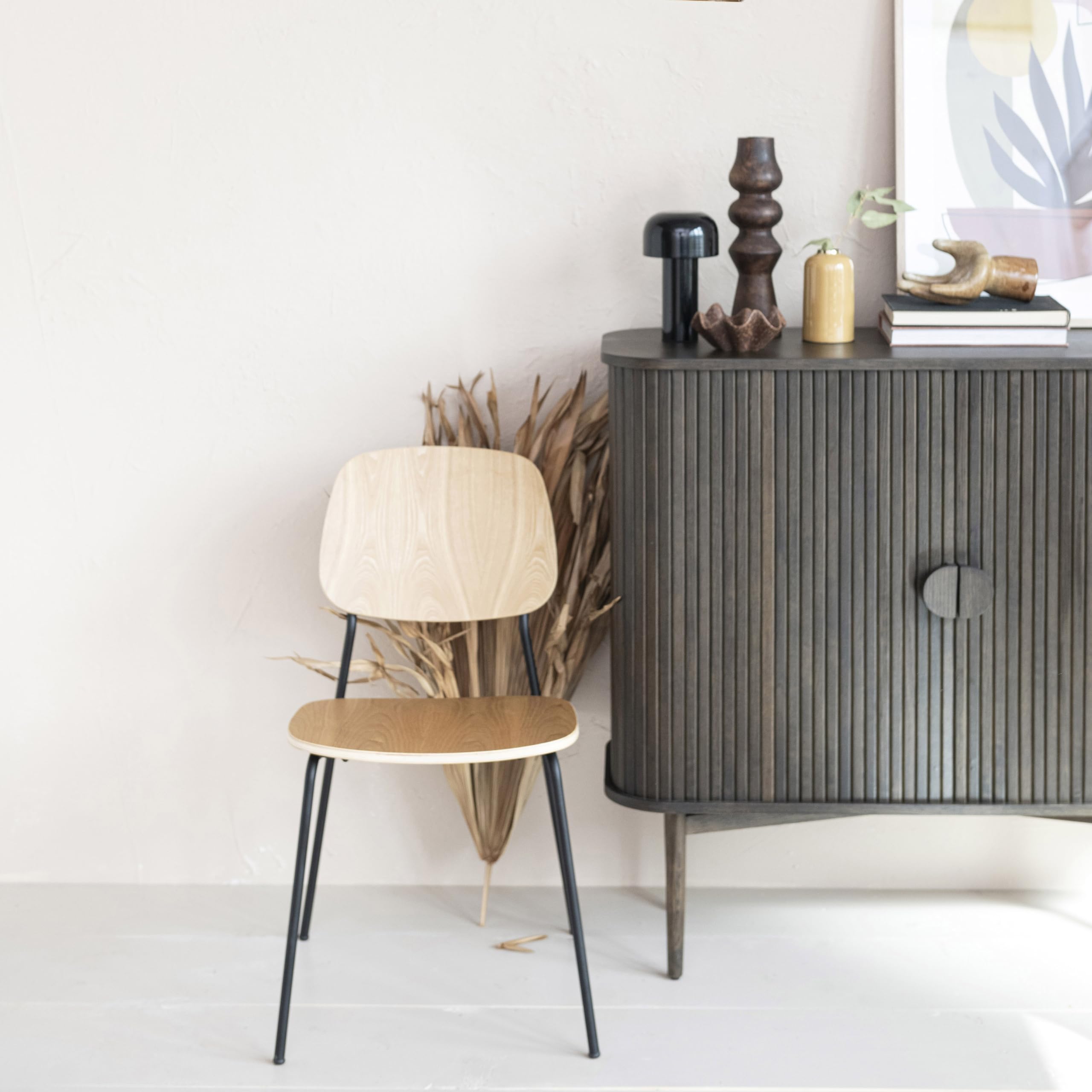 Bloomingville Reclaimed Wood and Oak Wood Cabinet with Accordion Doors, Walnut - Image 5