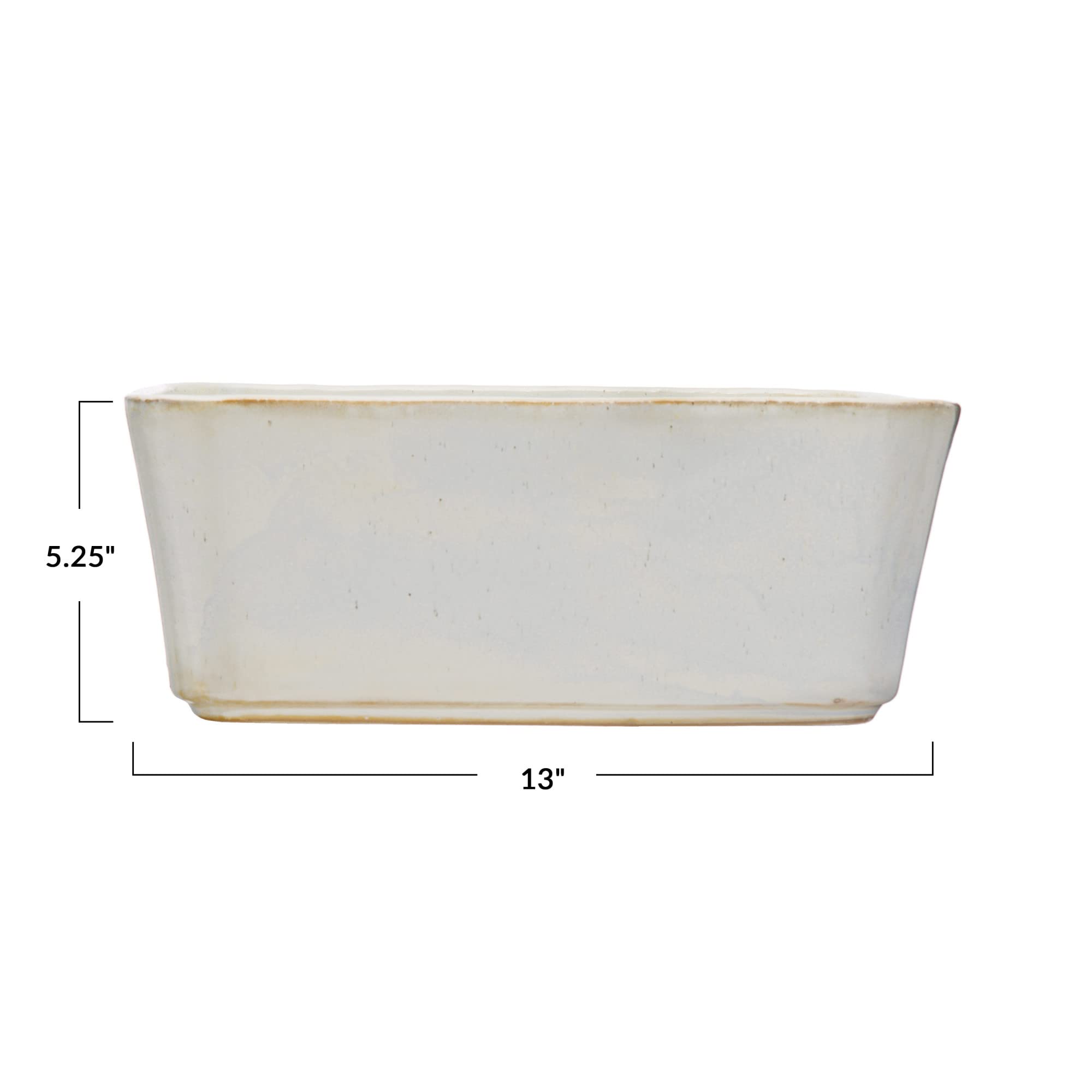 Bloomingville Rectangular Stoneware, Ivory Reactive Glaze Planter - Image 3