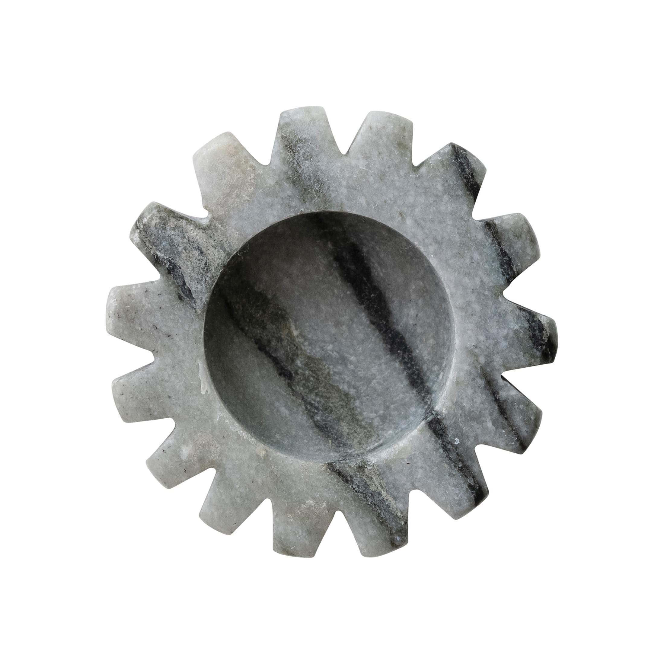 Bloomingville Round Marble Fluted 2-Sided Tealight/Taper Candle Holder, Black Mélange - Image 4