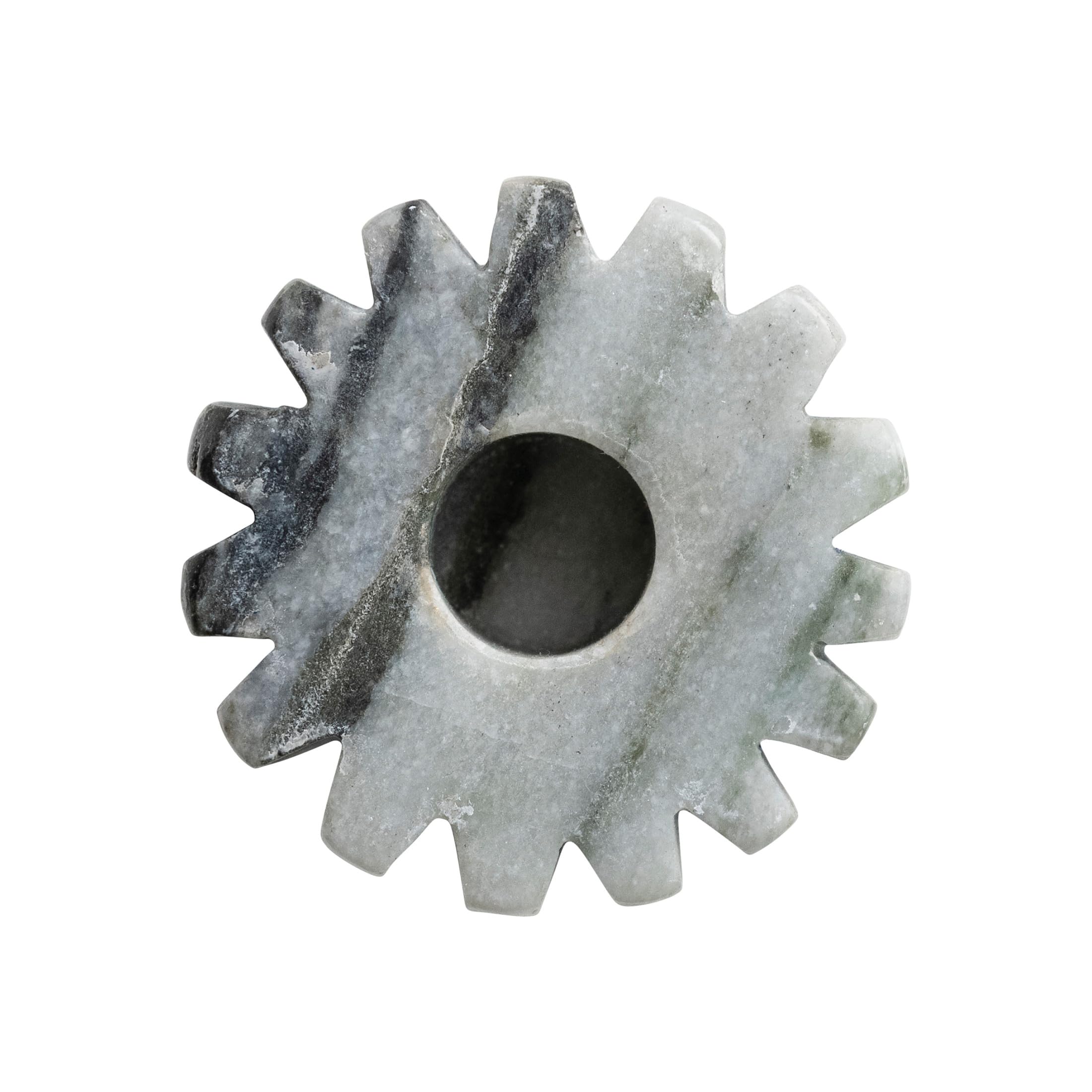 Bloomingville Round Marble Fluted 2-Sided Tealight/Taper Candle Holder, Black Mélange - Image 5