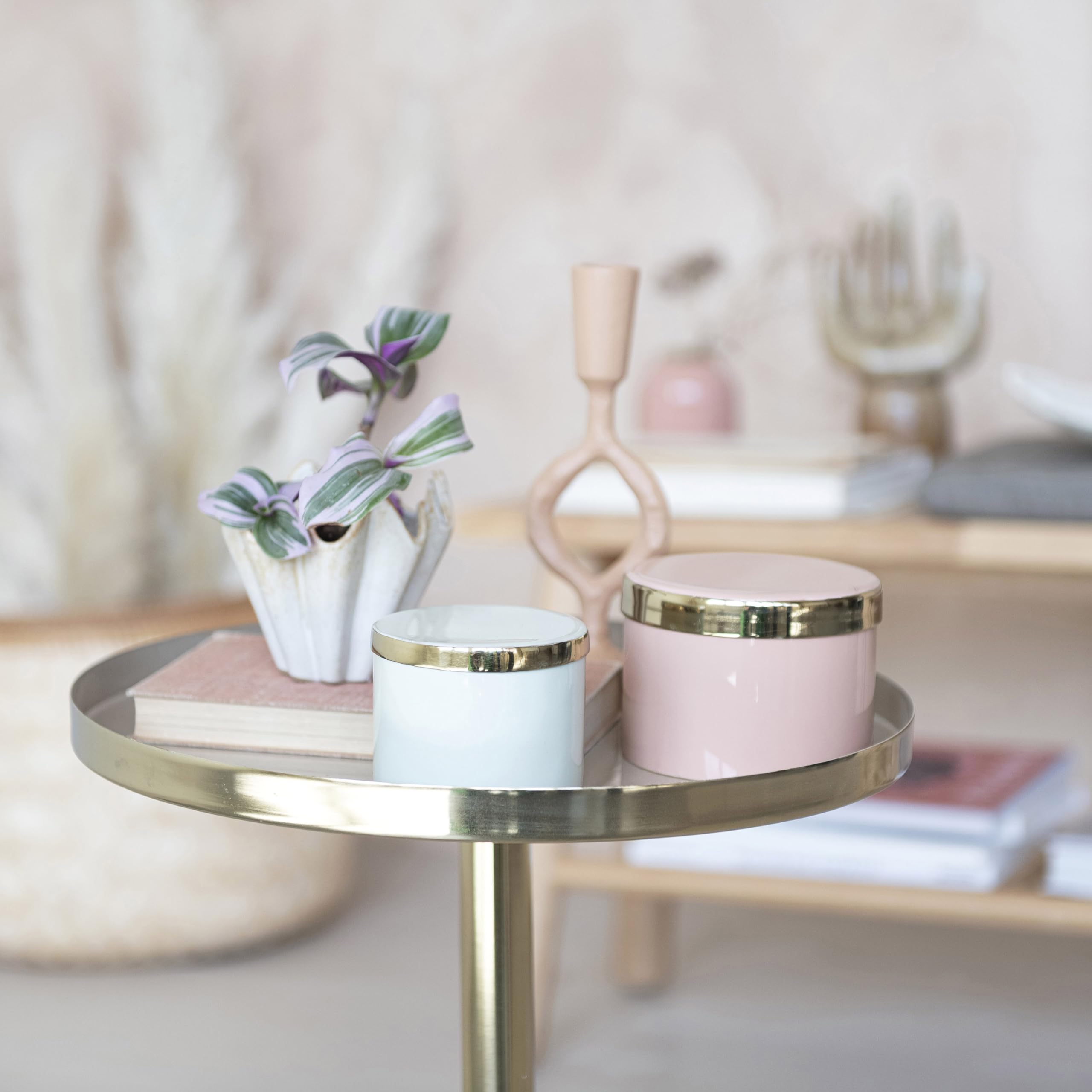 Bloomingville Enameled Metal Box with Shiny Interior, Pink and Gold - Image 3