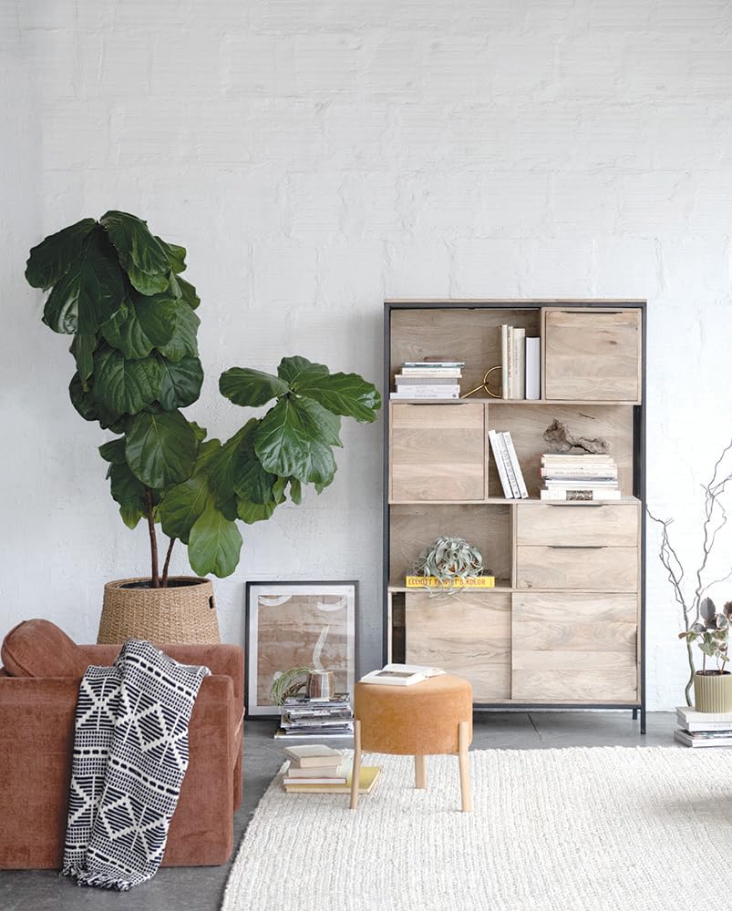 Bloomingville Soft Reclaimed Cotton Blend Throw with Diamond Pattern and Fringe, Black and Beige - Image 4