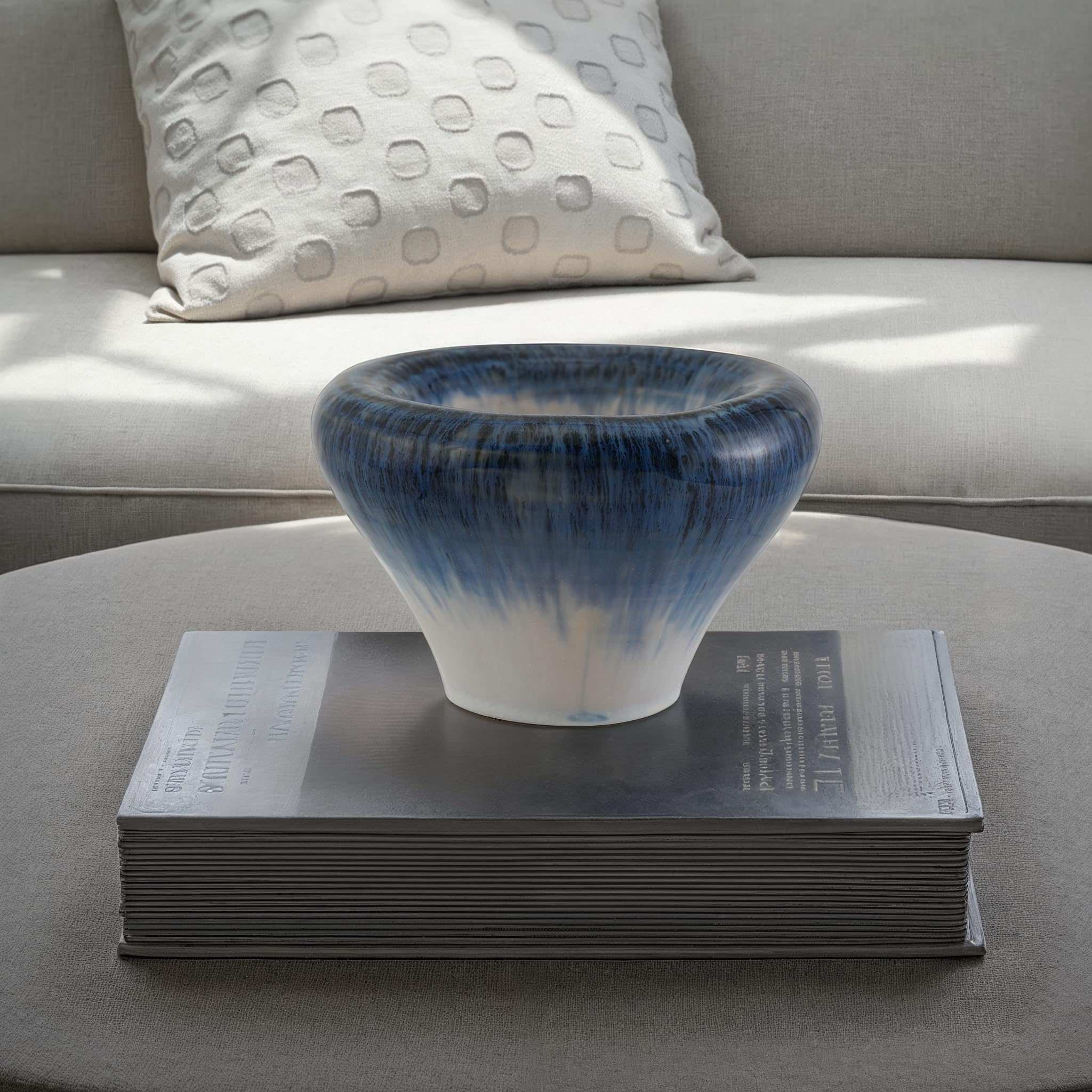 Bloomingville Stoneware Bowl in Reactive Glaze, Blue and White - Image 3