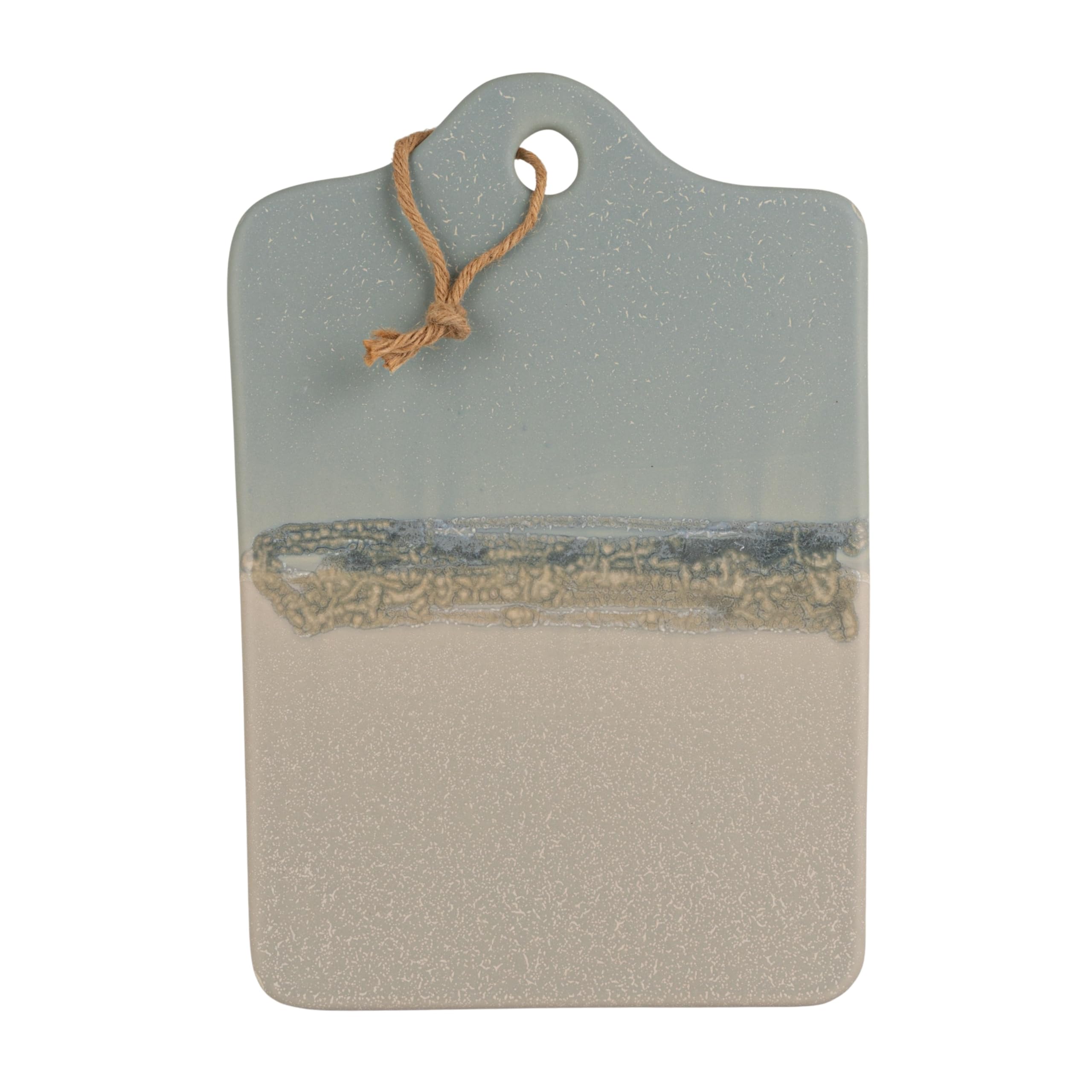 Bloomingville Stoneware Cheese Serving Board with Jute Tie, Matte Blue and Sand Color - Image 4