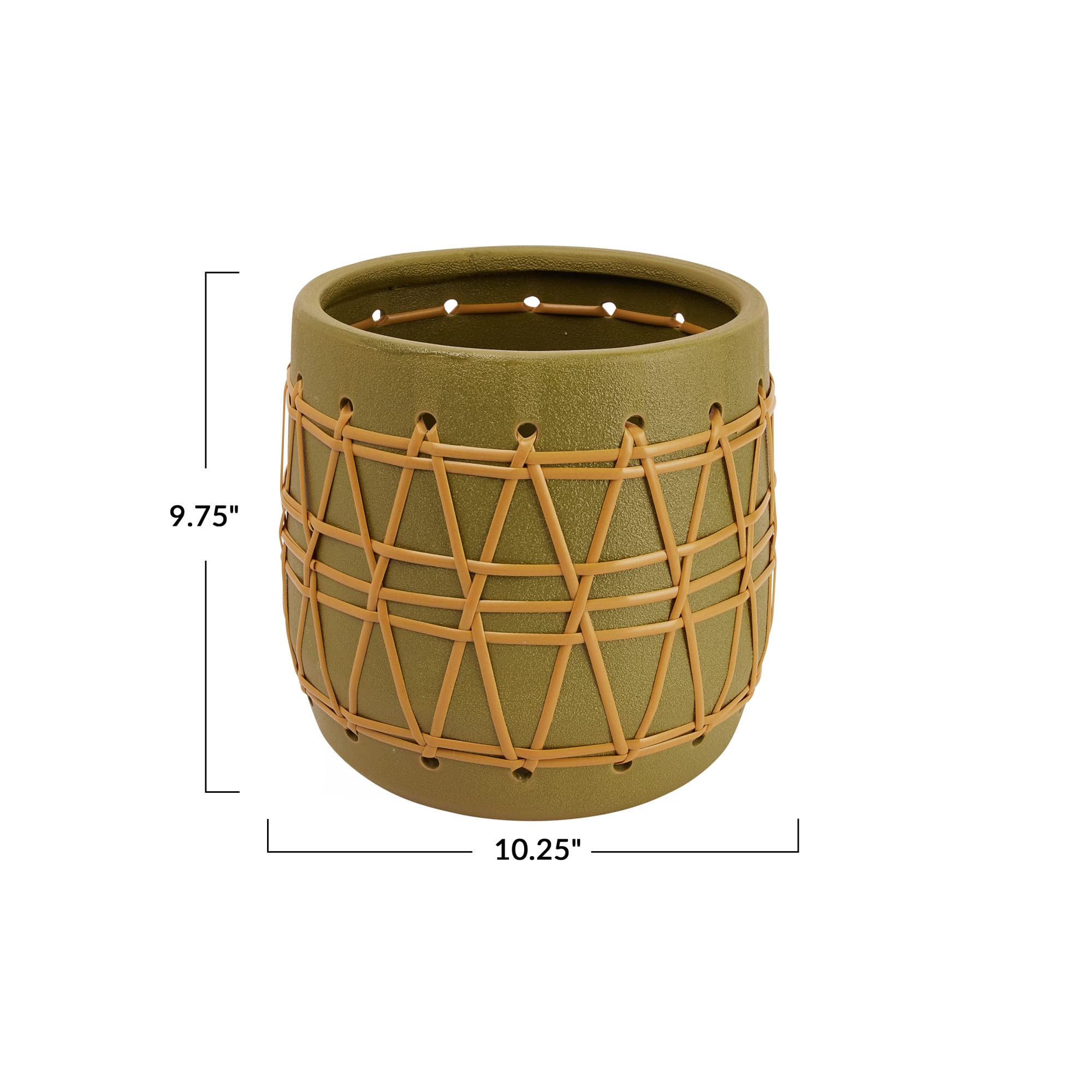 Bloomingville Stoneware Woven Design, Green Planter - Image 3