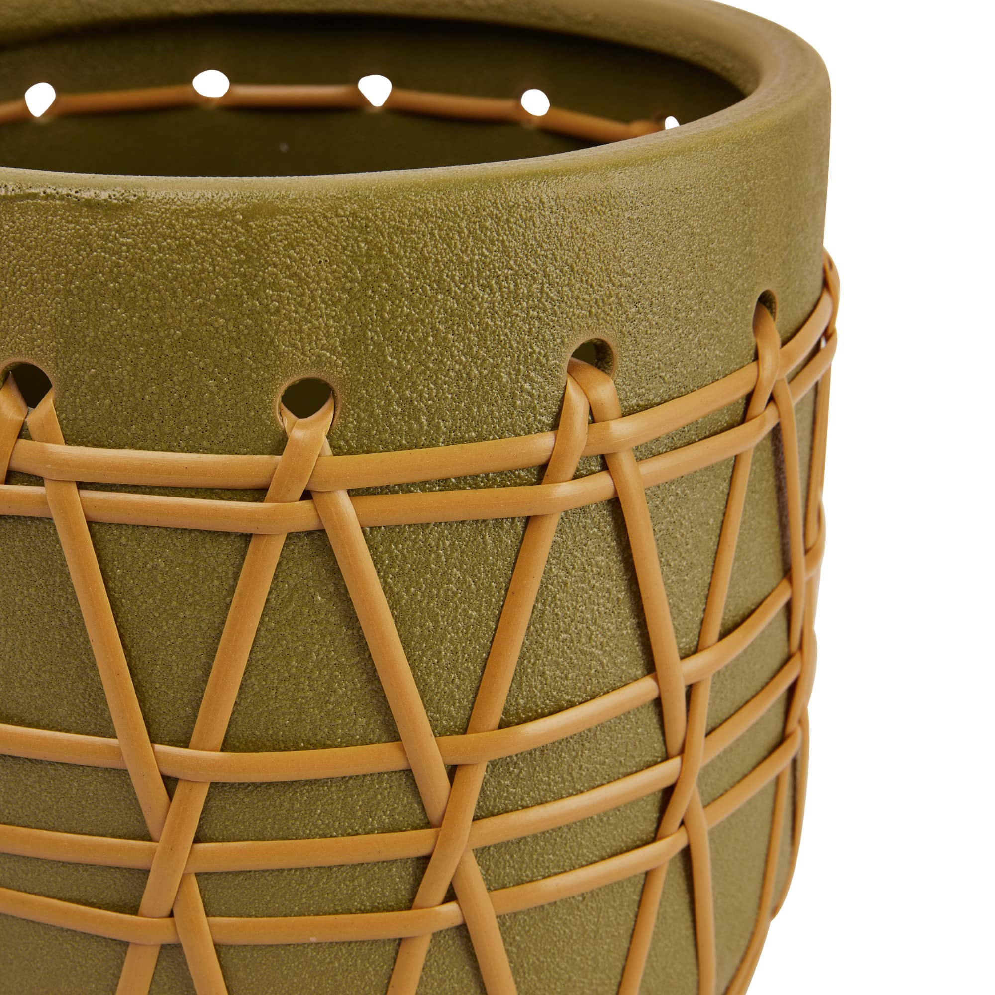 Bloomingville Stoneware Woven Design, Green Planter - Image 4