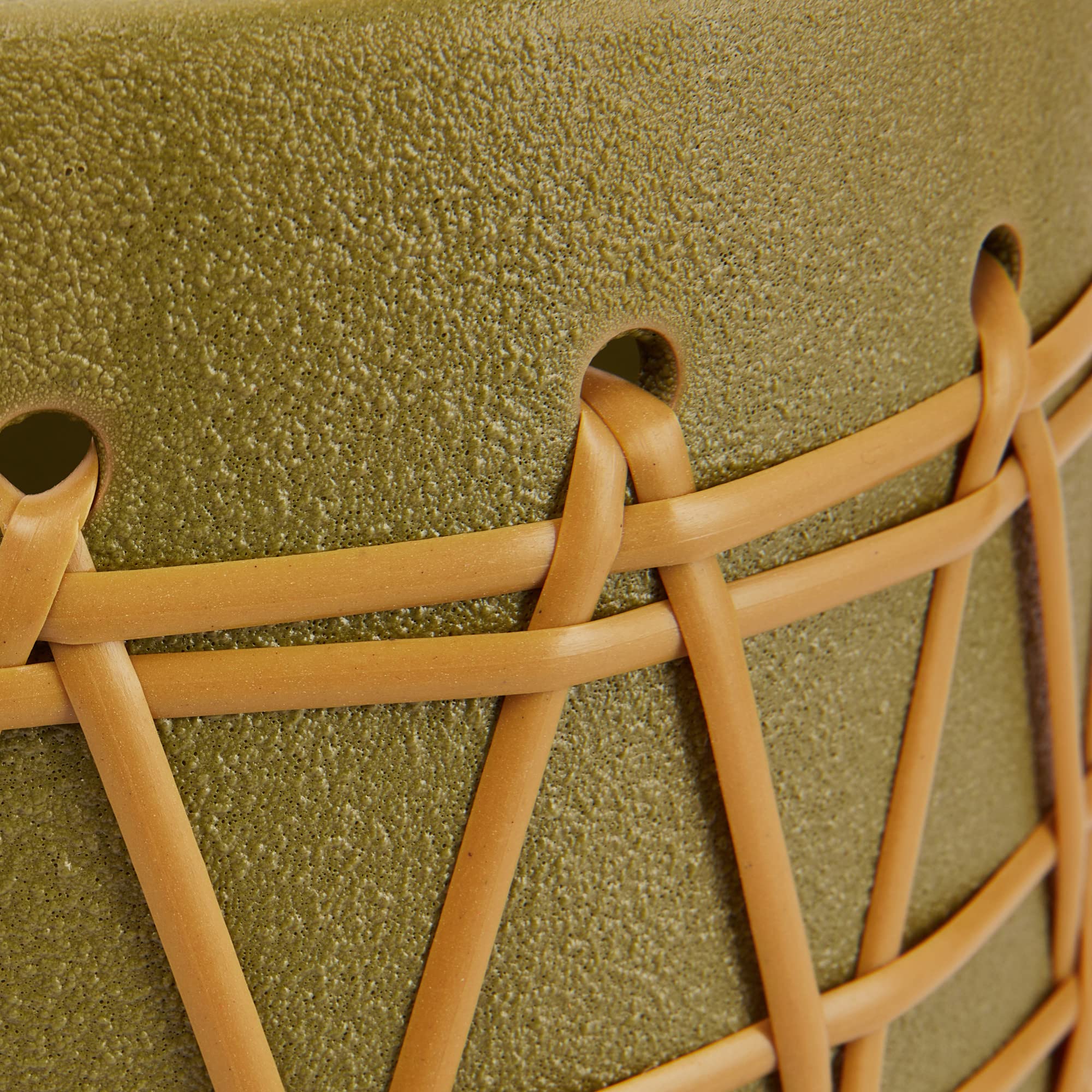 Bloomingville Stoneware Woven Design, Green Planter - Image 6